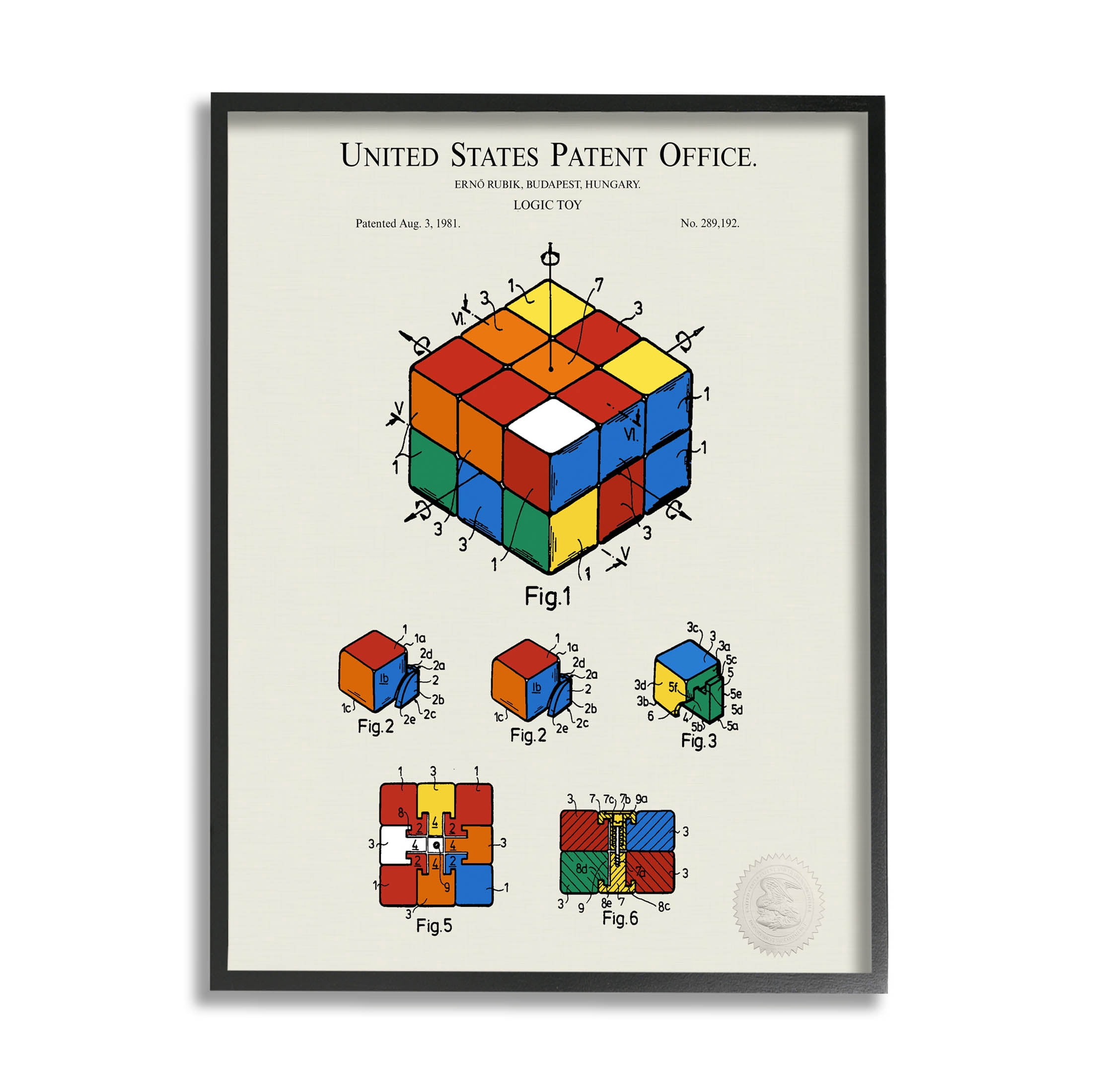 Stupell Industries Vintage Logic Toy Diagram Graphic Art Black Framed Art Print Wall Art, Design by Karl Hronek