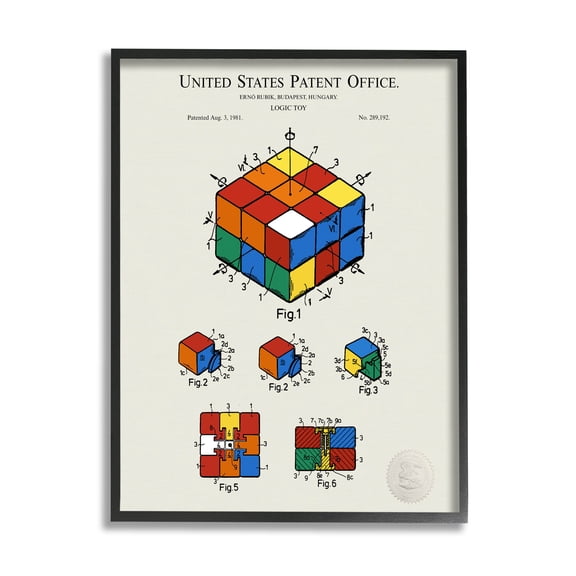 Stupell Industries Vintage Logic Toy Diagram Graphic Art Black Framed Art Print Wall Art, Design by Karl Hronek