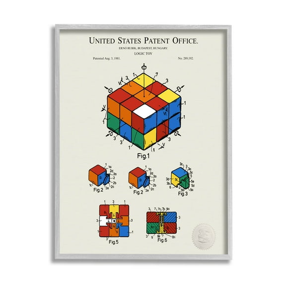 Stupell Industries Vintage Logic Toy Diagram Graphic Art Gray Framed Art Print Wall Art, Design by Karl Hronek