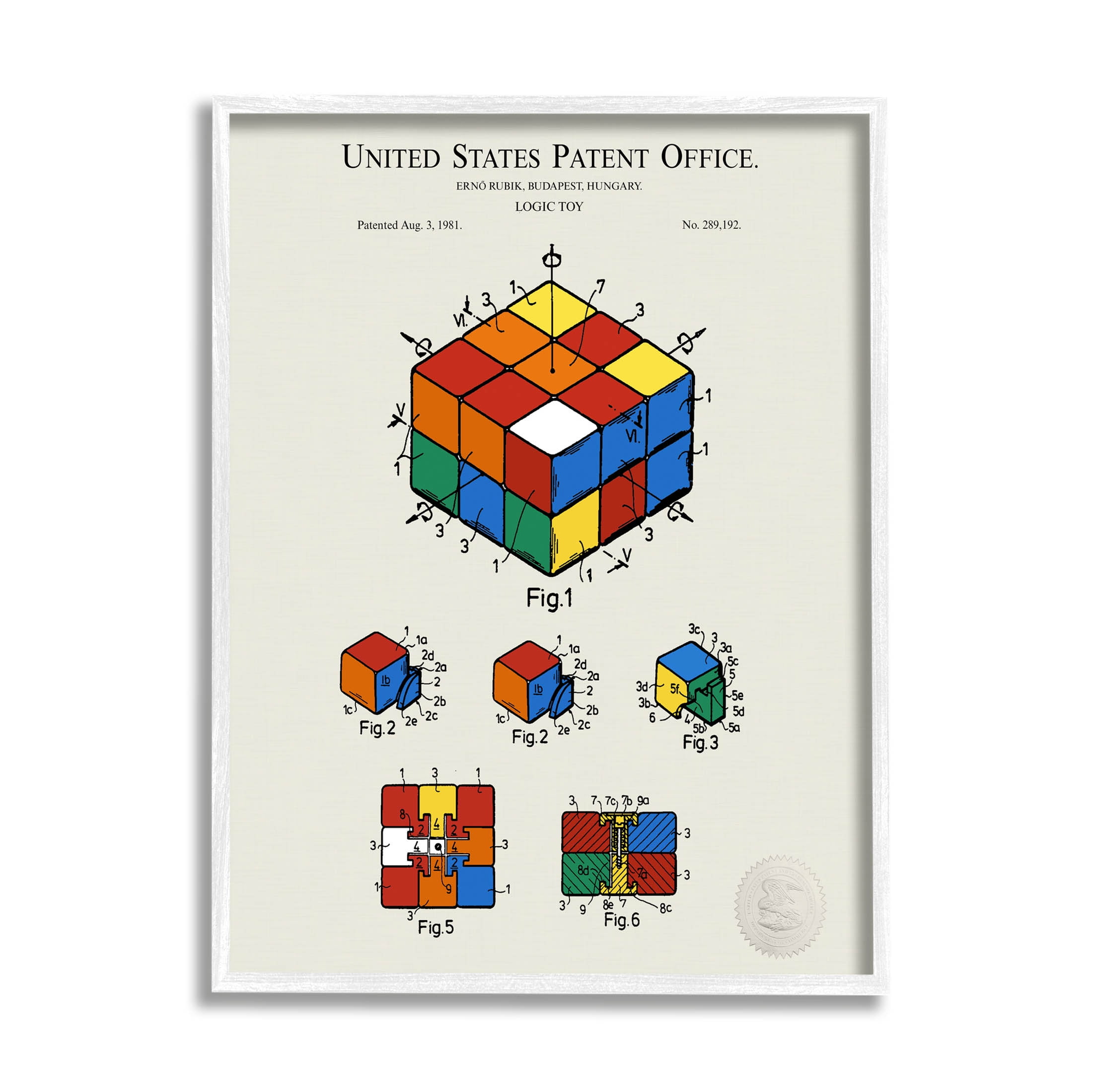 Stupell Industries Vintage Logic Toy Diagram Graphic Art White Framed Art Print Wall Art, Design by Karl Hronek