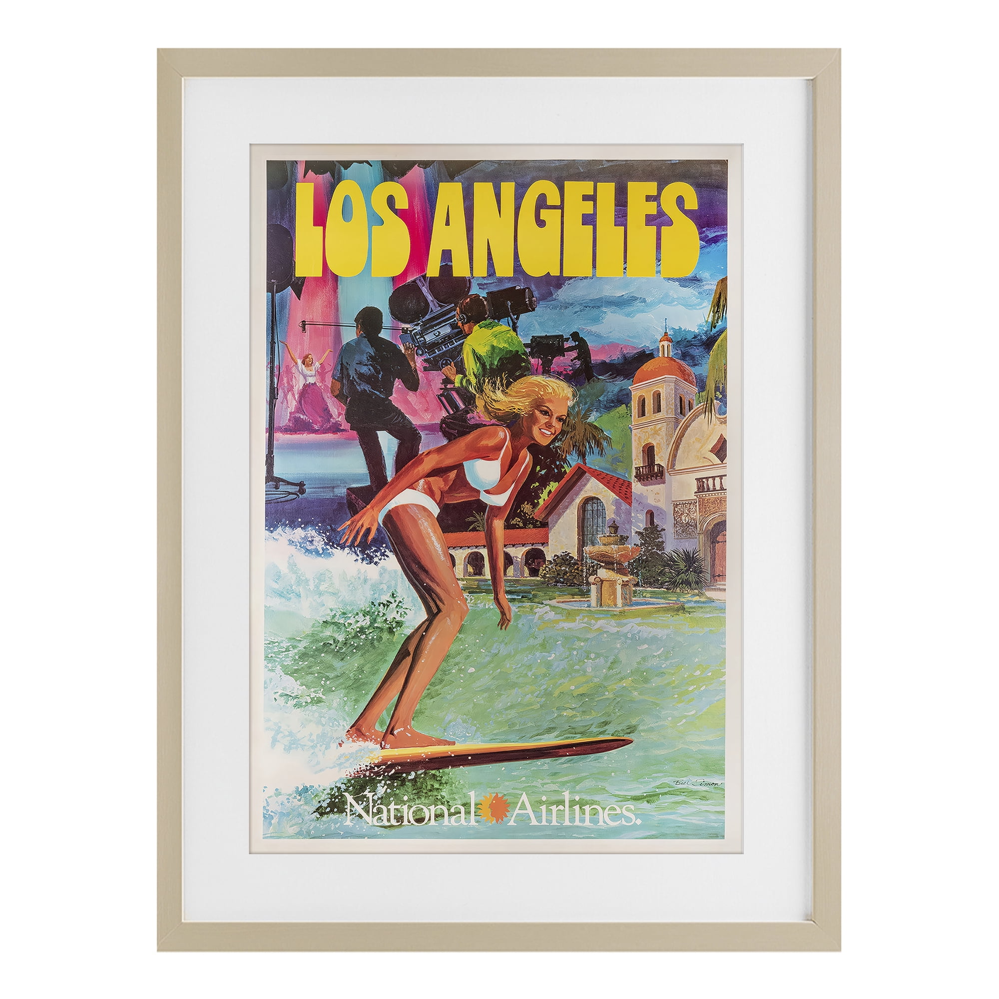 Stupell Industries Vintage Los Angeles Travel Birch Framed Print Under Glass, design by Vintage Posters