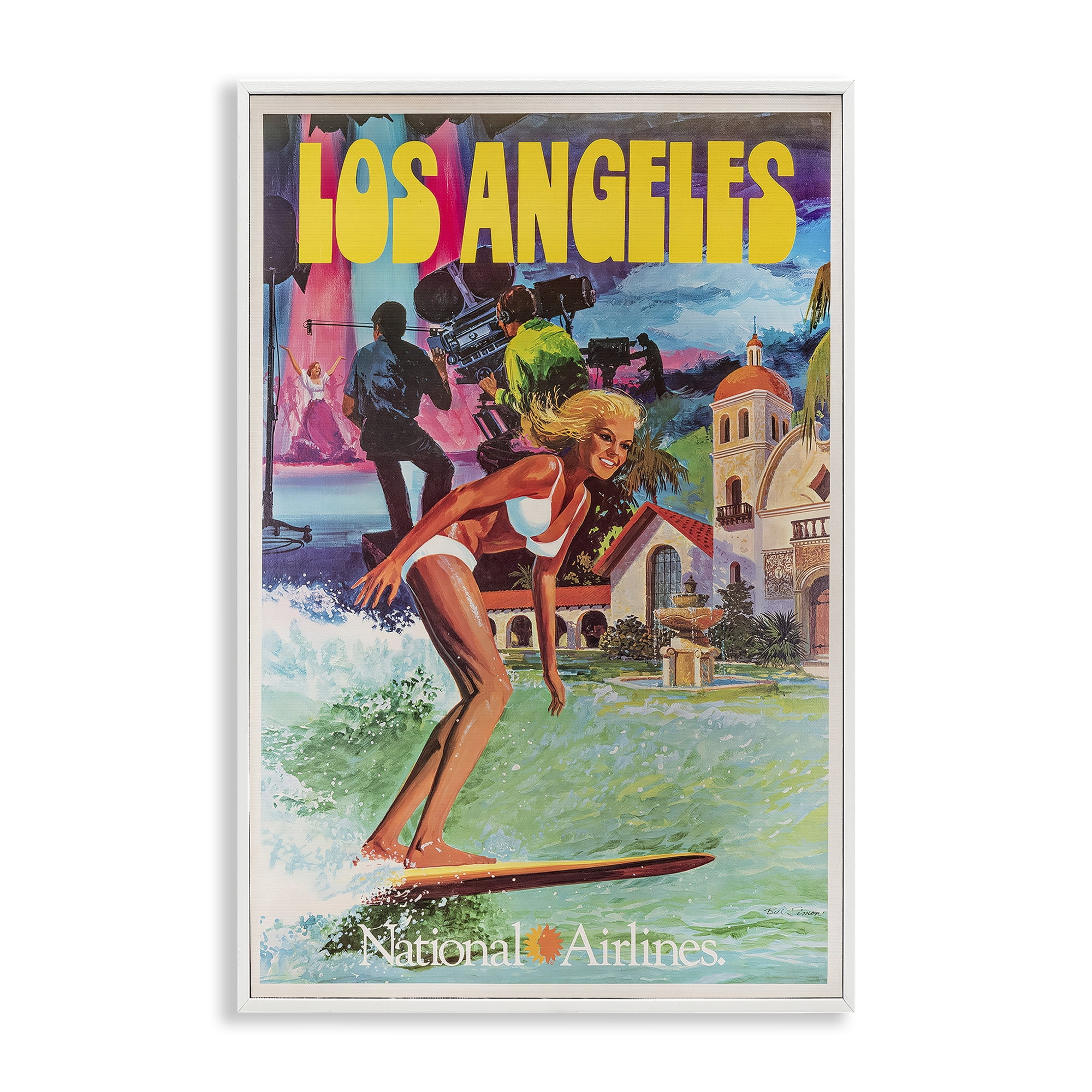 Stupell Industries Vintage Los Angeles Travel White Framed Giclee Art, design by Vintage Posters