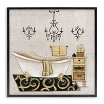 Stupell Industries Vintage Luxurious Bathroom Tub Cottage Painting Black Framed Art Print Wall Art, 12 x 12