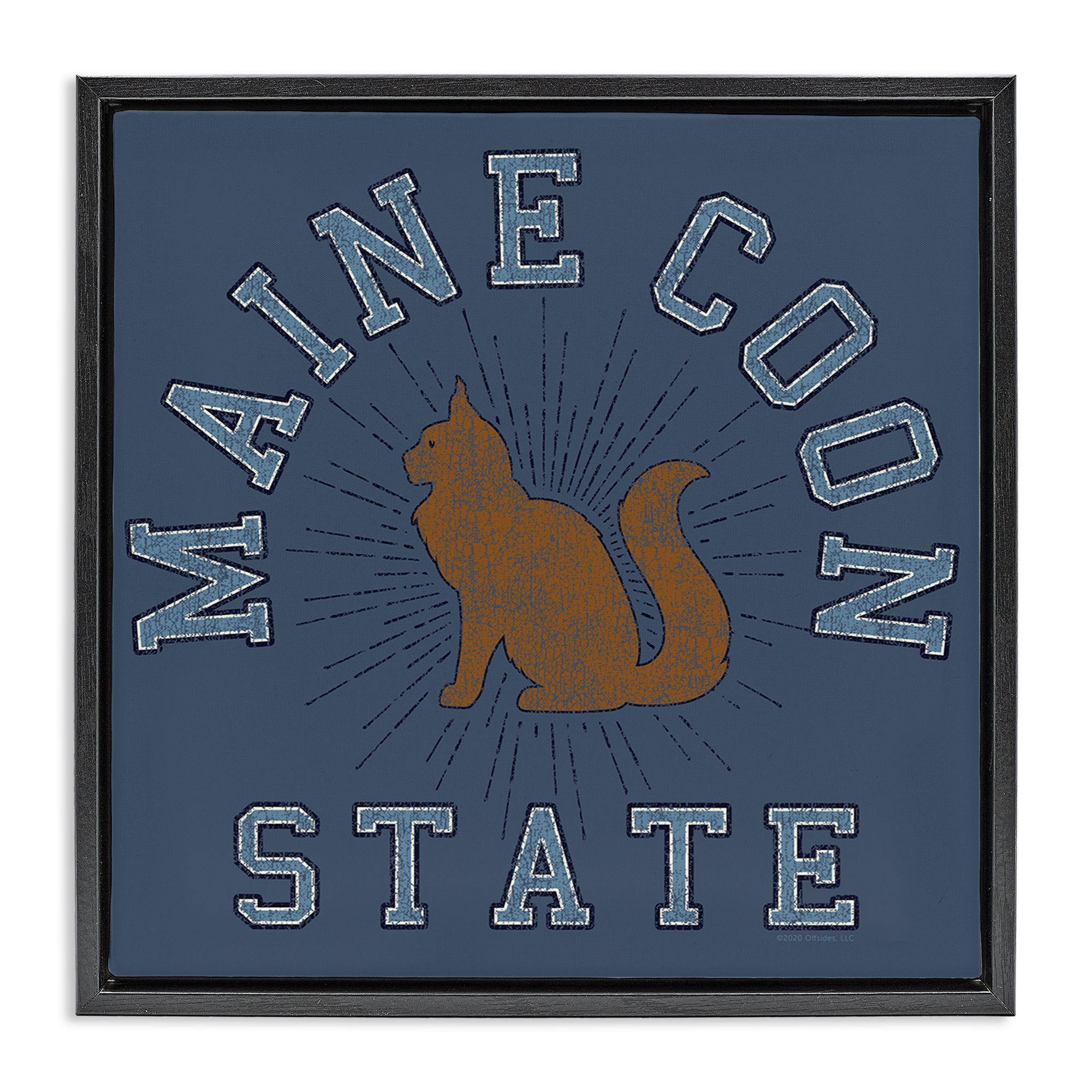 Stupell Industries Vintage Maine Coon State Novelty & Humor Painting Black Floater Framed Canvas Art Print Wall Art, 25 x 25