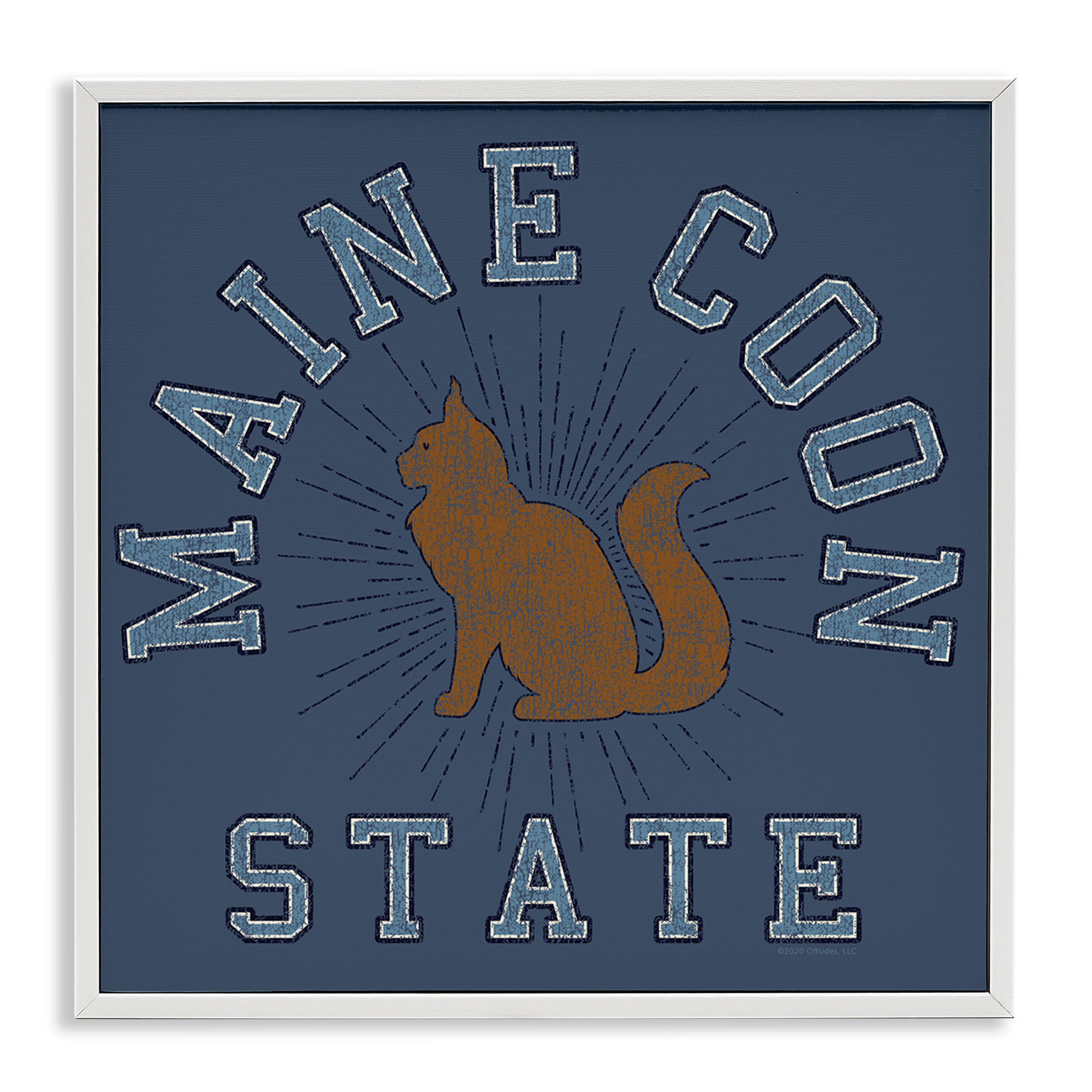 Stupell Industries Vintage Maine Coon State Novelty & Humor Painting White Framed Art Print Wall Art, 17 x 17