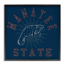 Stupell Industries Vintage Manatee State Animals Painting Black Framed Art Print Wall Art, 12 x 12