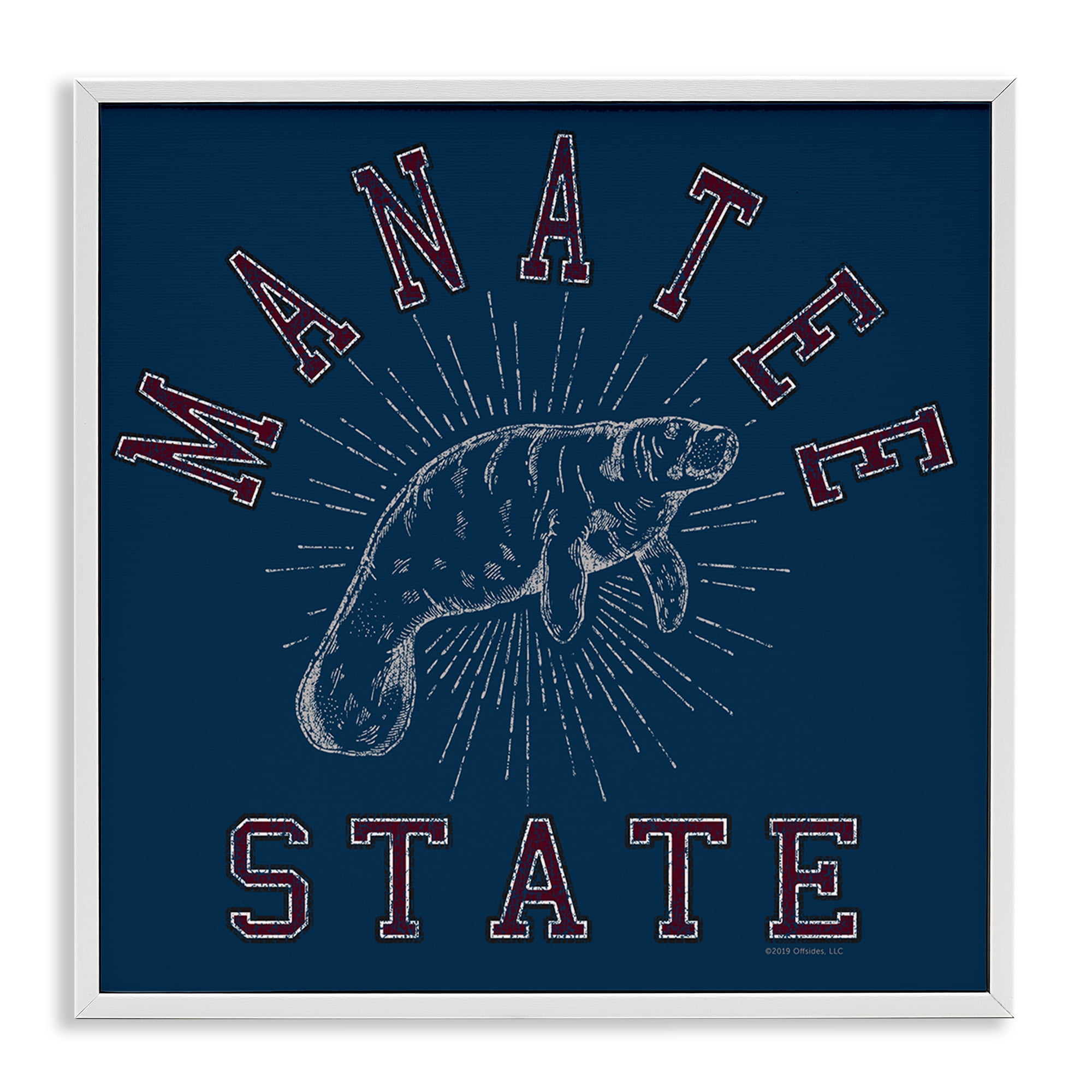 Stupell Industries Vintage Manatee State Animals Painting White Framed Art Print Wall Art, 24 x 24