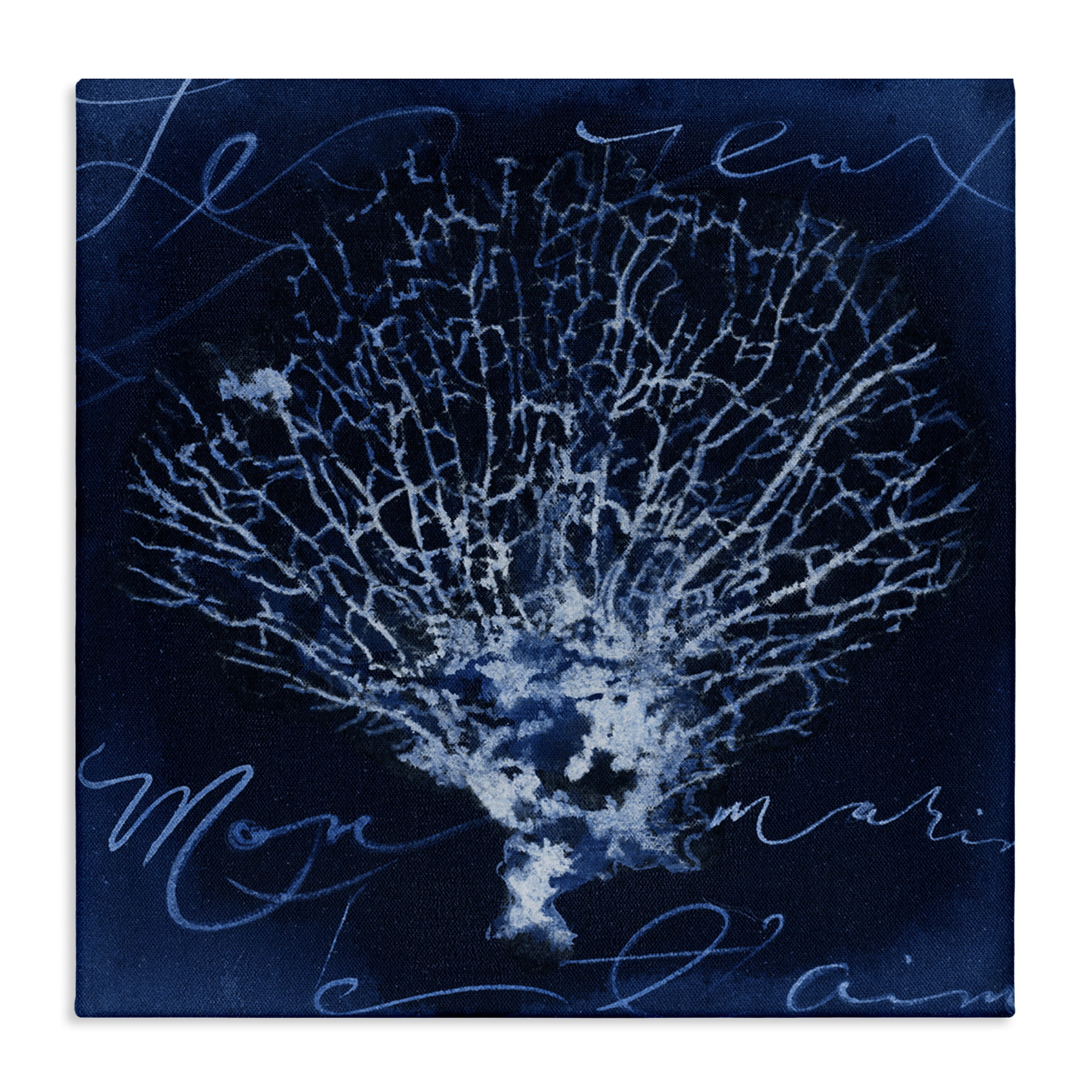 Vintage Blue Marine Life Canvas Wall Art, 36 x 36