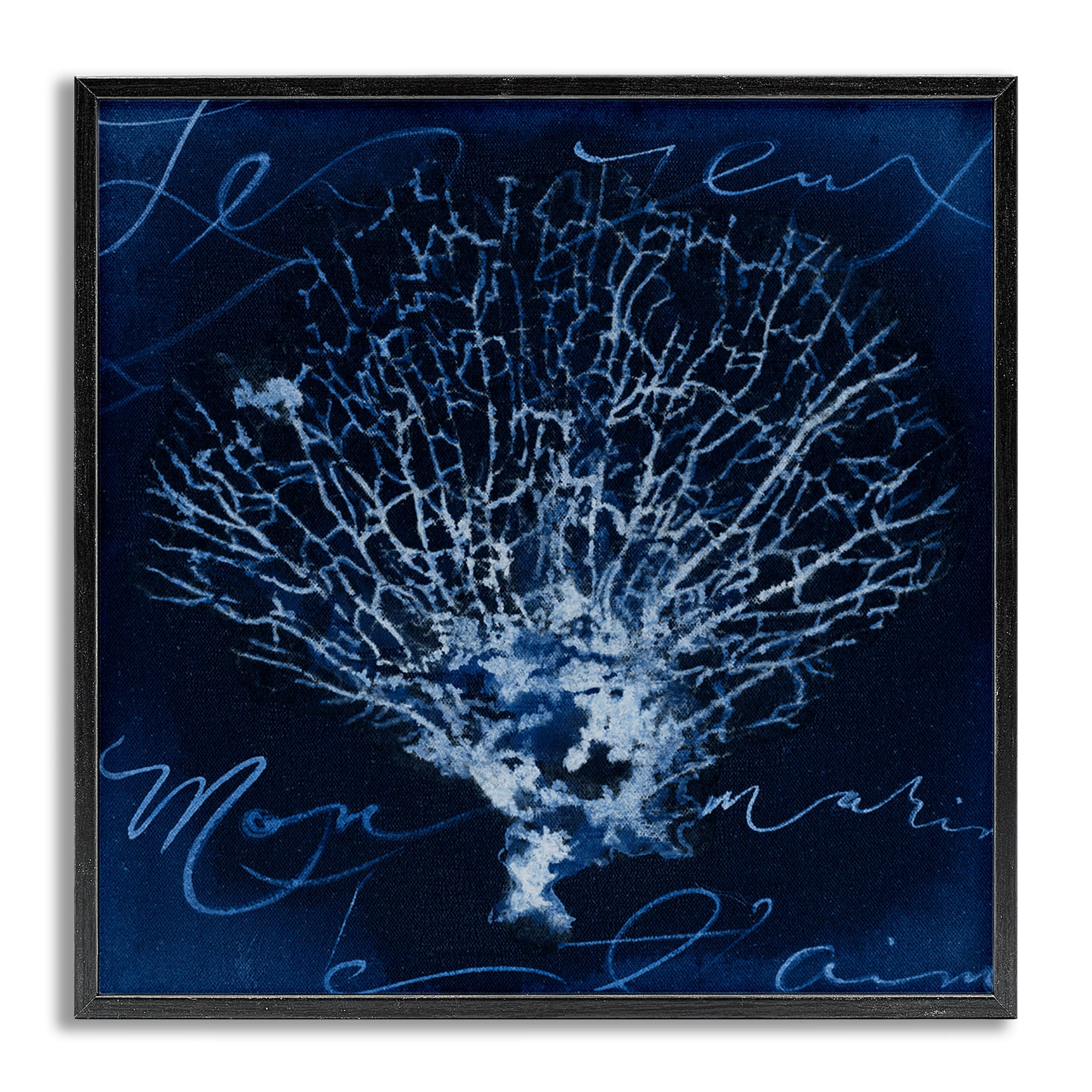 Stupell Industries Vintage Marine Life Coastal Painting Gray Framed Art Print Wall Art, 24 x 24