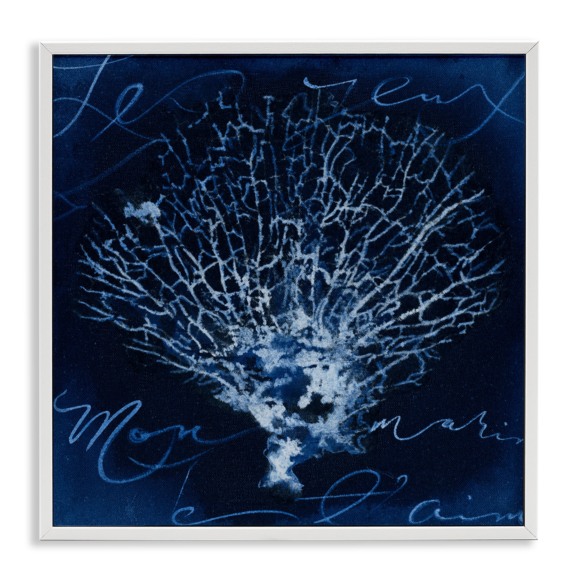 Stupell Industries Vintage Marine Life Coastal Painting White Framed Art Print Wall Art, 12 x 12
