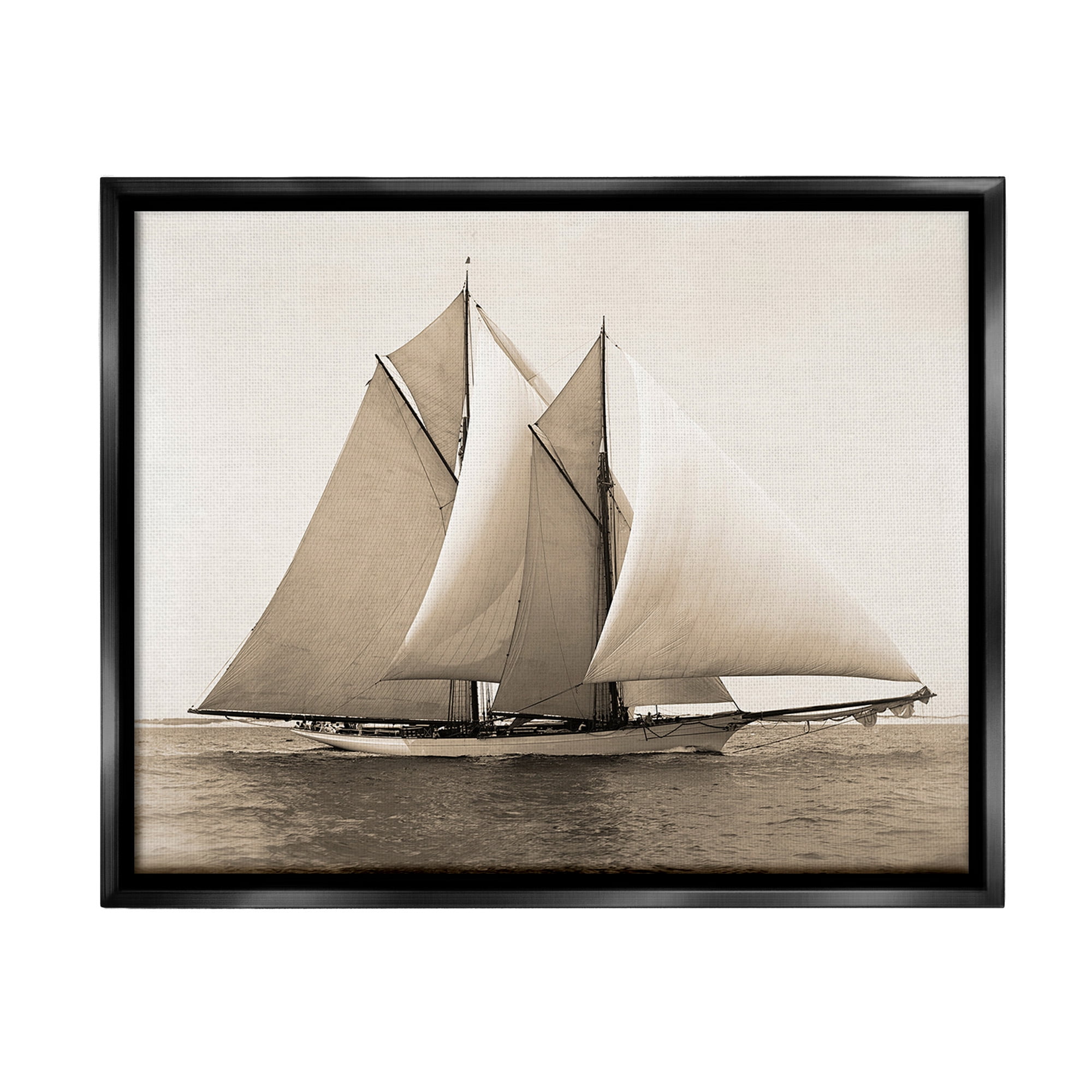 Stupell Industries Vintage Marine Ship Transportation Photography Black Floater Framed Canvas Art Print Wall Art, 31 x 25