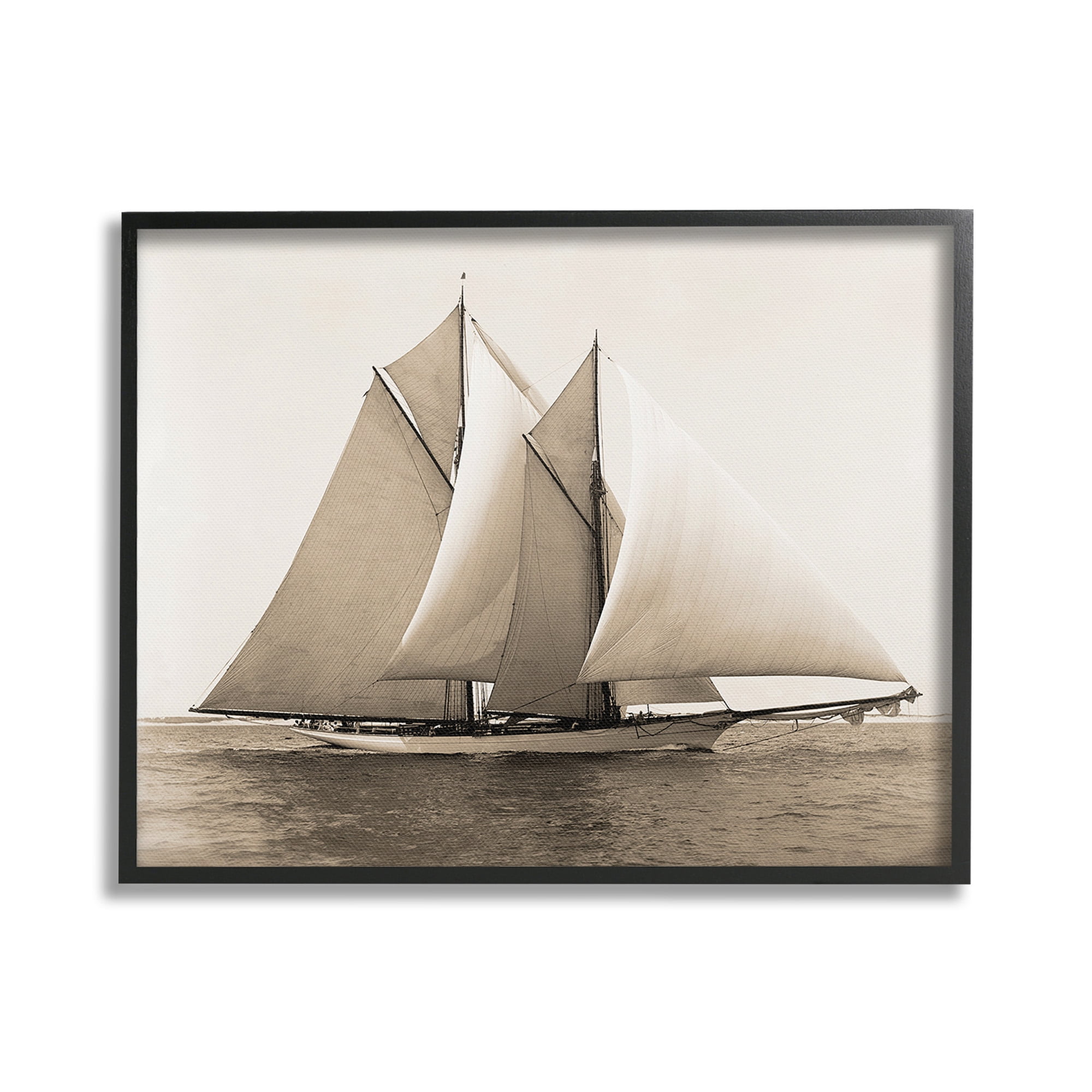 Stupell Industries Vintage Marine Ship Transportation Photography Black Framed Art Print Wall Art, 20 x 16