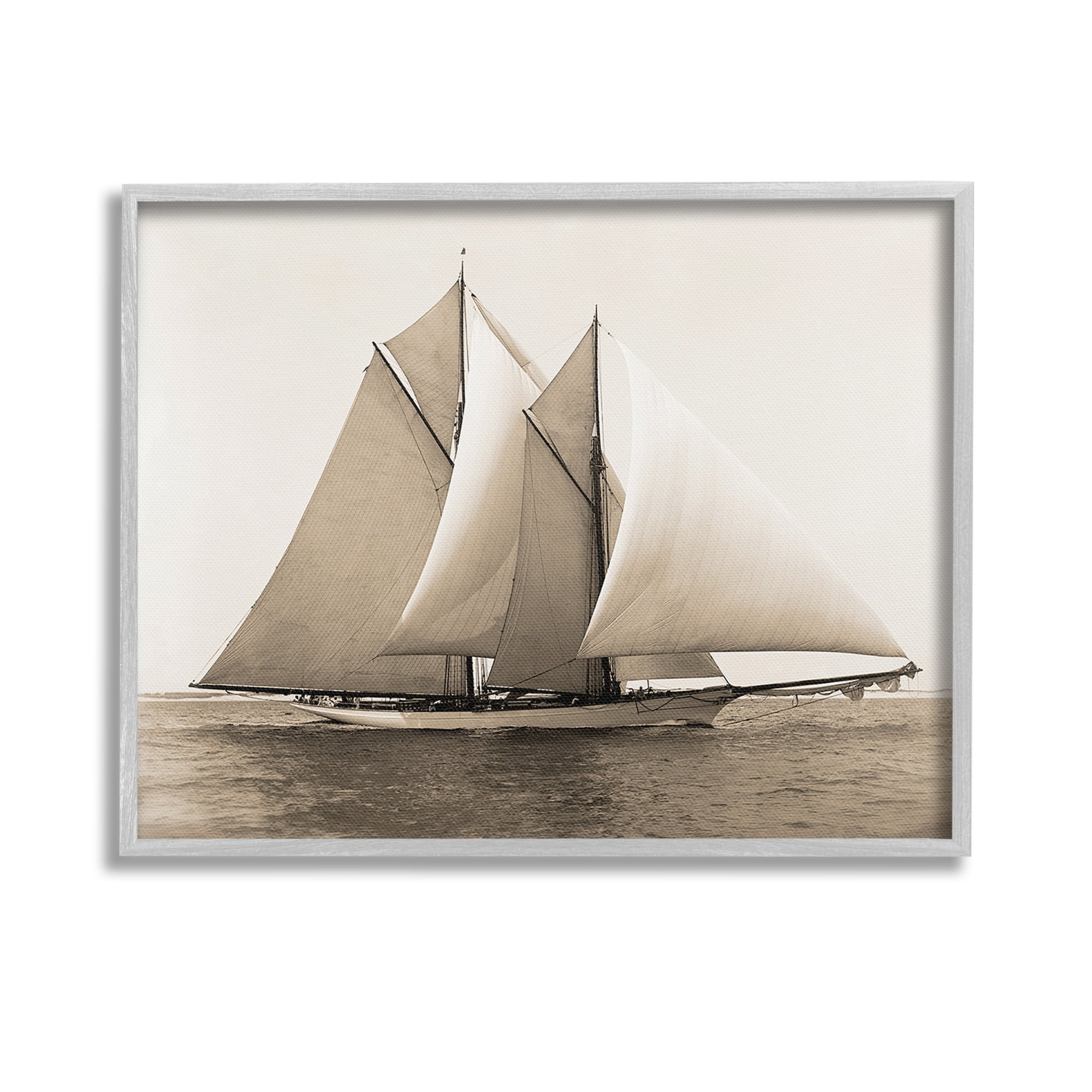 Stupell Industries Vintage Marine Ship Transportation Photography Gray Framed Art Print Wall Art, 14 x 11