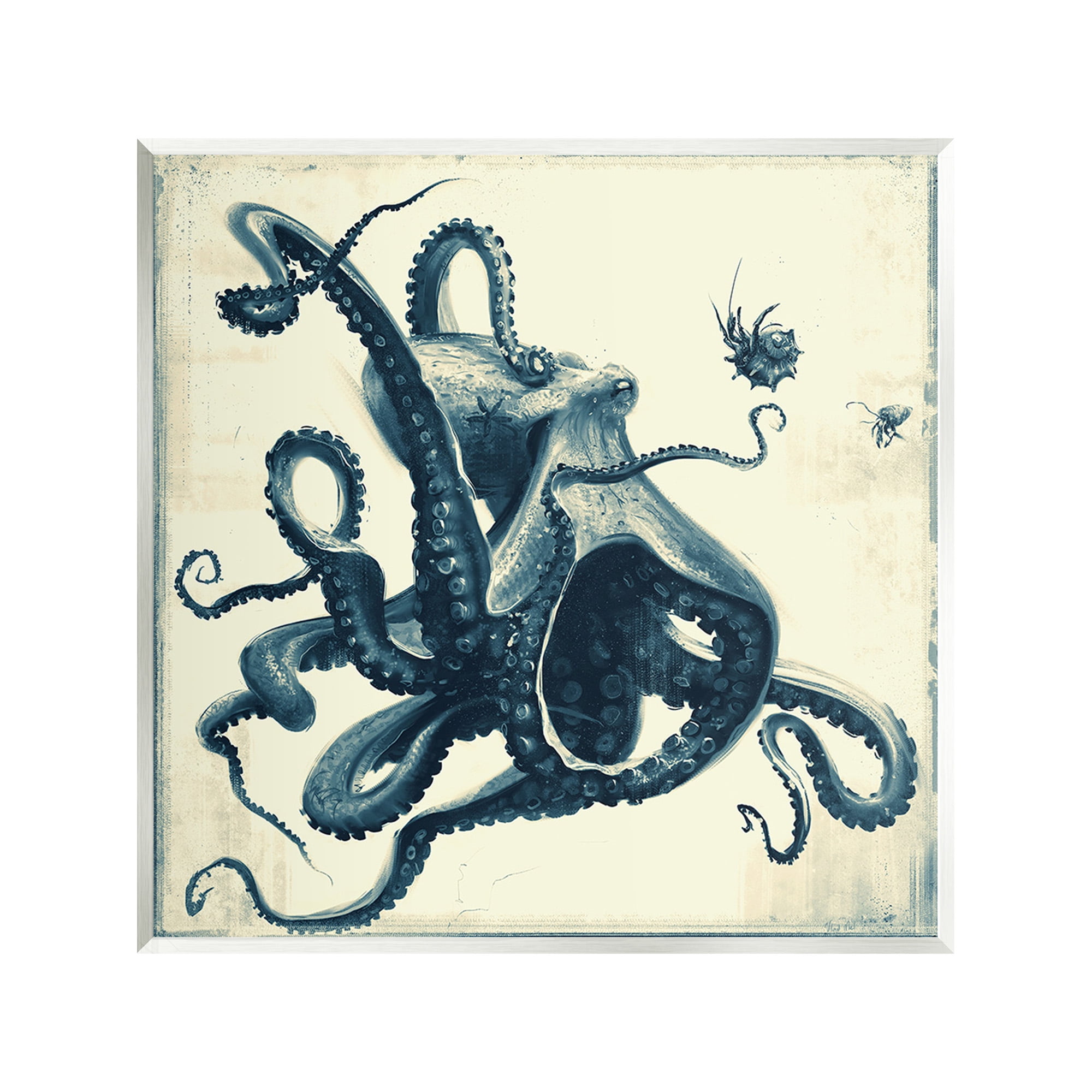 Stupell Industries Vintage Maritime Octopus Animals & Insects Painting Unframed Art Print Wall Art, 12 x 12