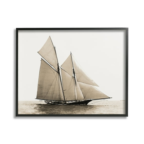 Stupell Industries Vintage Maritime Ship Transportation Photography Black Framed Art Print Wall Art, 20 x 16