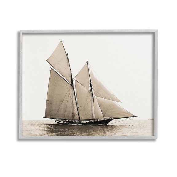 Stupell Industries Vintage Maritime Ship Transportation Photography Gray Framed Art Print Wall Art, 14 x 11