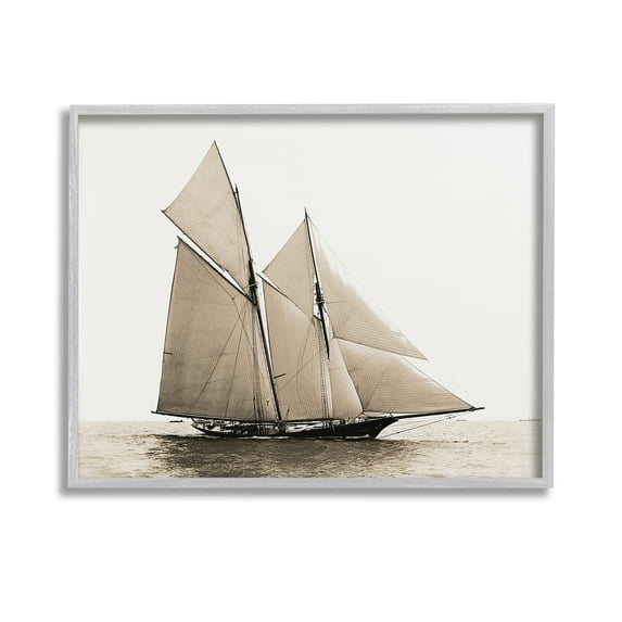 Stupell Industries Vintage Maritime Ship Transportation Photography Gray Framed Art Print Wall Art, 14 x 11