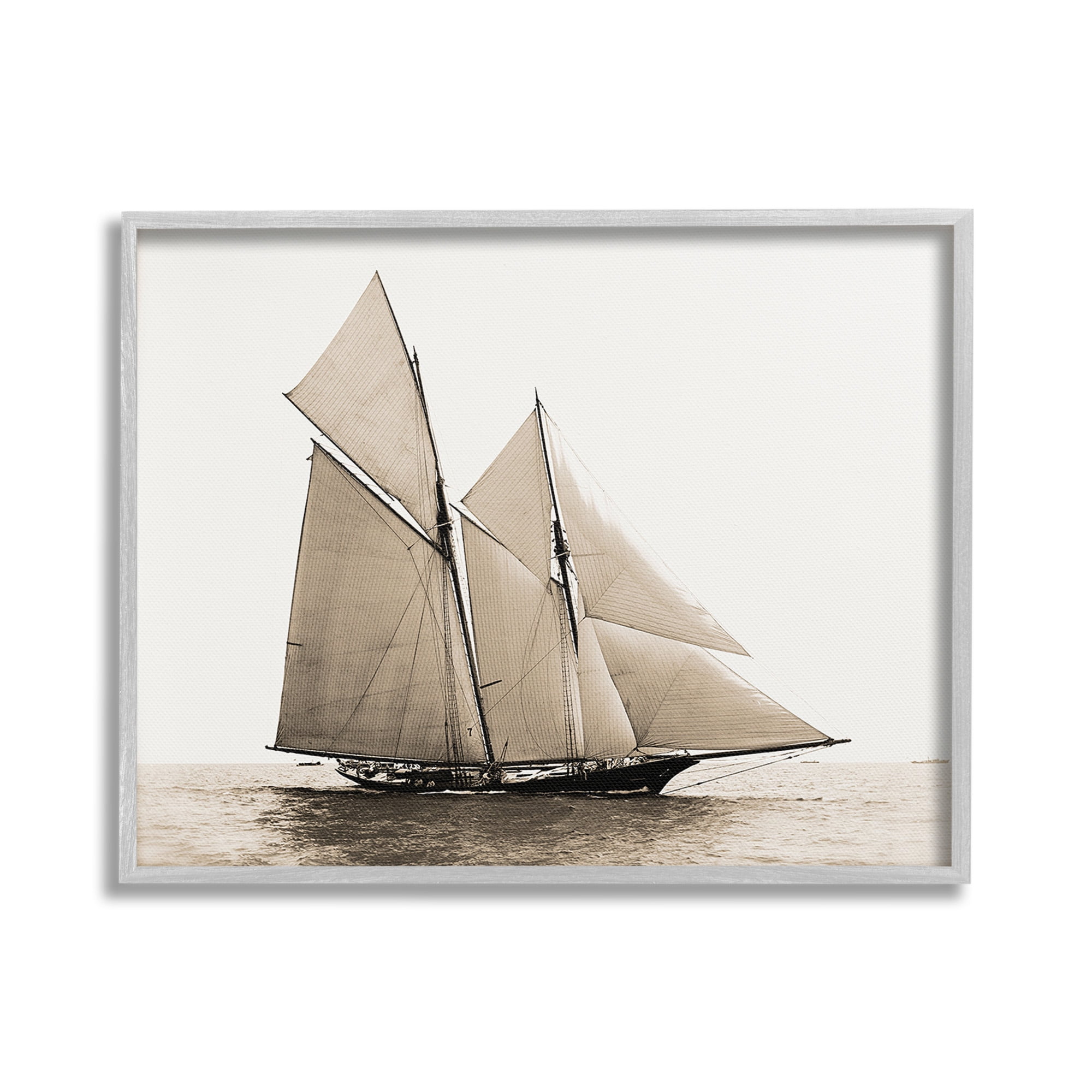 Stupell Industries Vintage Maritime Ship Transportation Photography Gray Framed Art Print Wall Art, 30 x 24