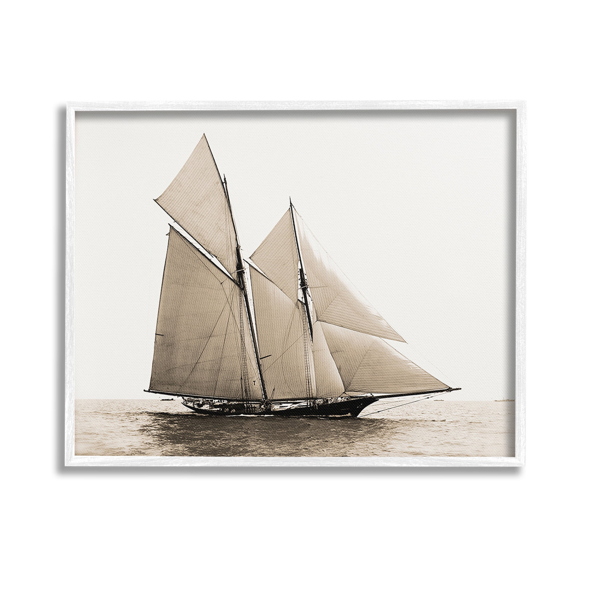 Stupell Industries Vintage Maritime Ship Transportation Photography White Framed Art Print Wall Art, 14 x 11