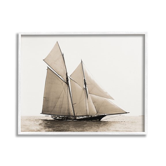 Stupell Industries Vintage Maritime Ship Transportation Photography White Framed Art Print Wall Art, 30 x 24