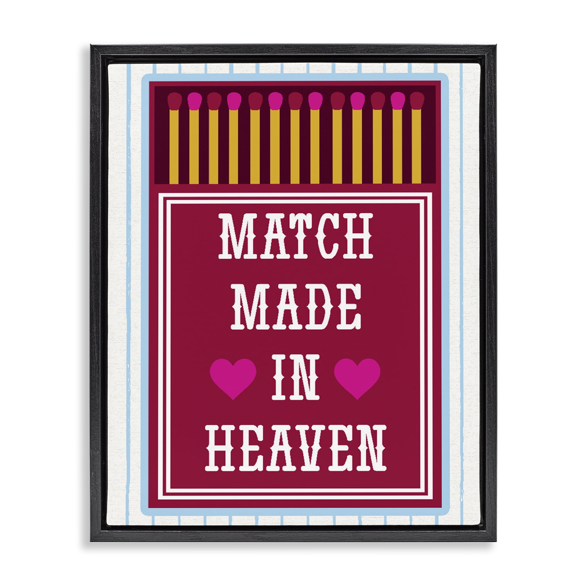 Stupell Industries Vintage Match Made In Heaven Black Framed Floater Canvas Wall Art, design by Lil' Rue