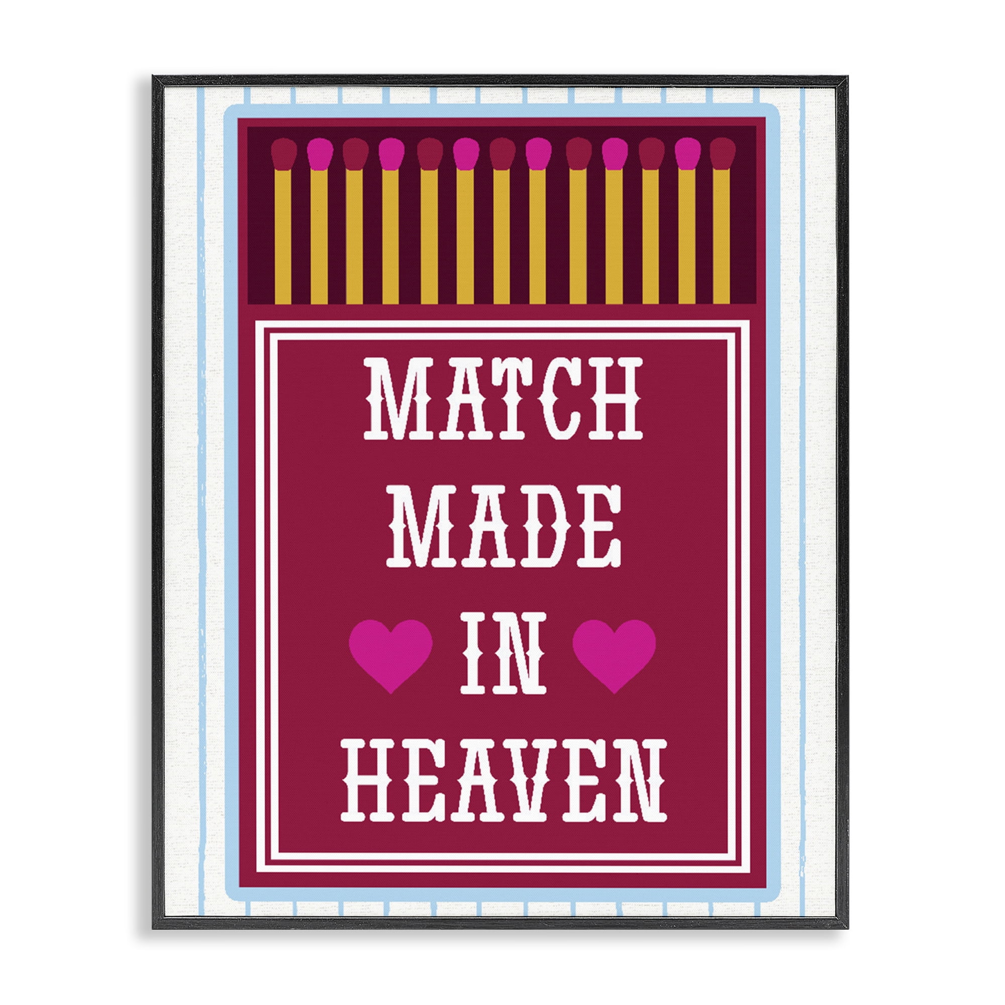 Stupell Industries Vintage Match Made In Heaven Black Framed Giclee Art, design by Lil' Rue