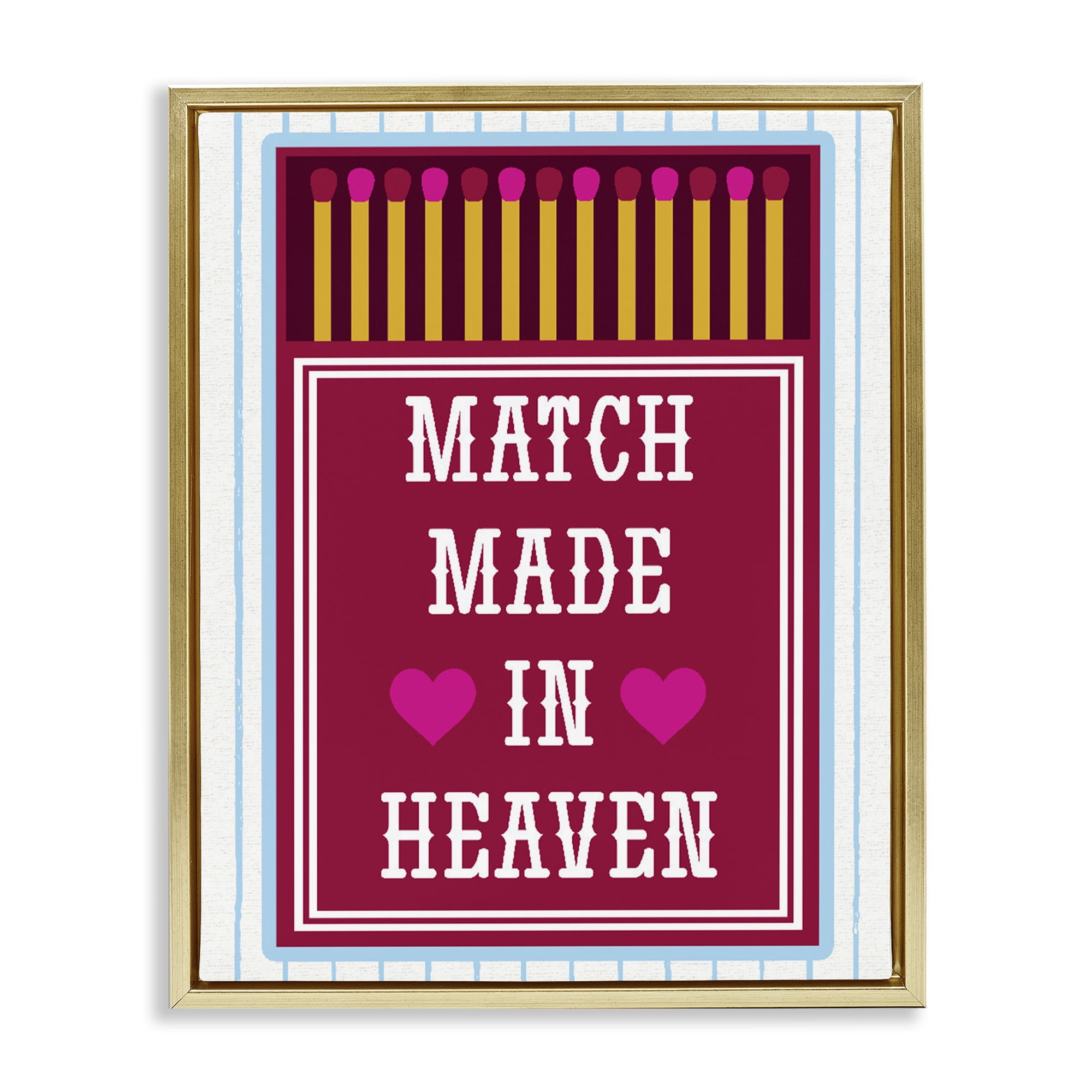 Stupell Industries Vintage Match Made In Heaven Gold Framed Floater Canvas Wall Art, design by Lil' Rue
