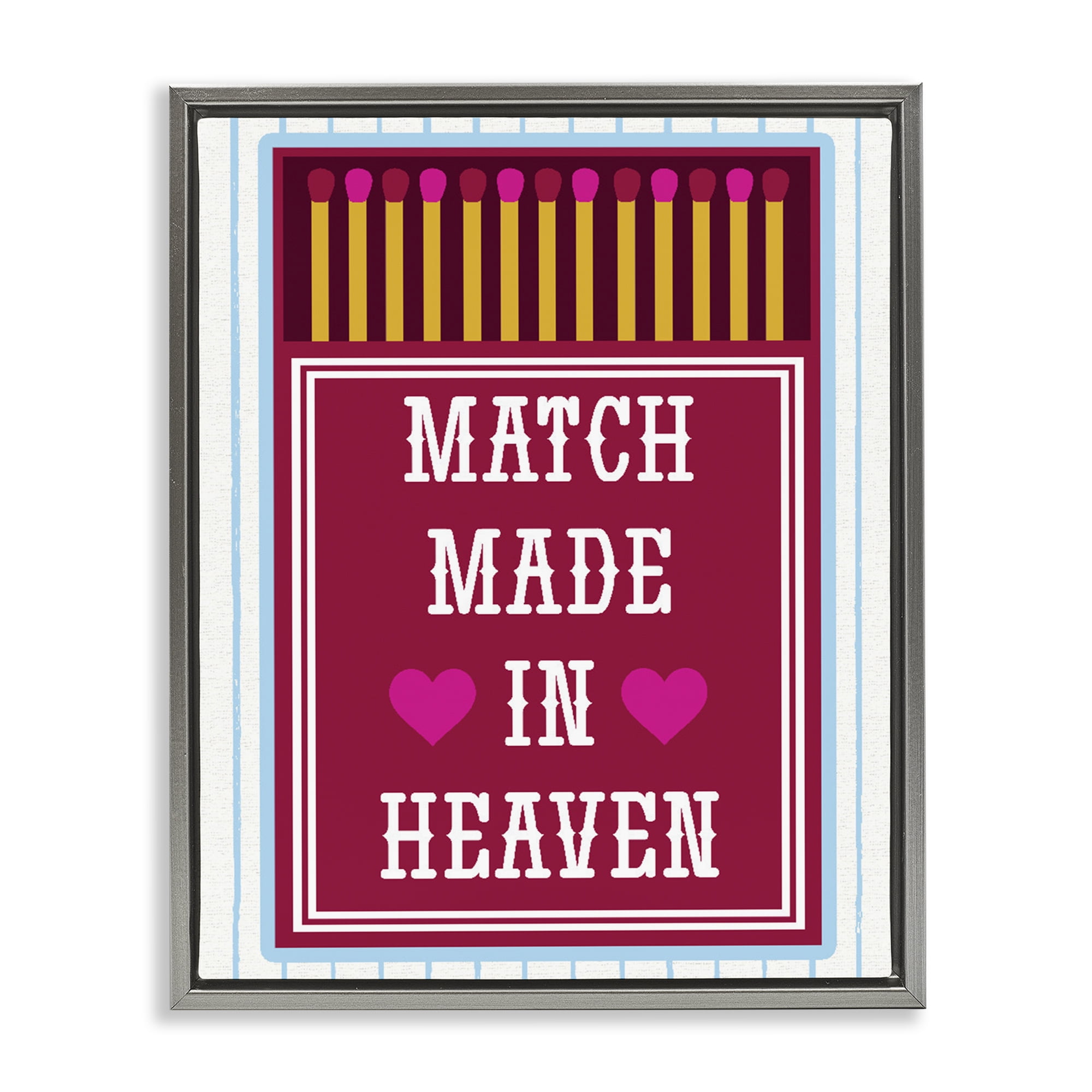 Stupell Industries Vintage Match Made In Heaven Gray Framed Floater Canvas Wall Art, design by Lil' Rue