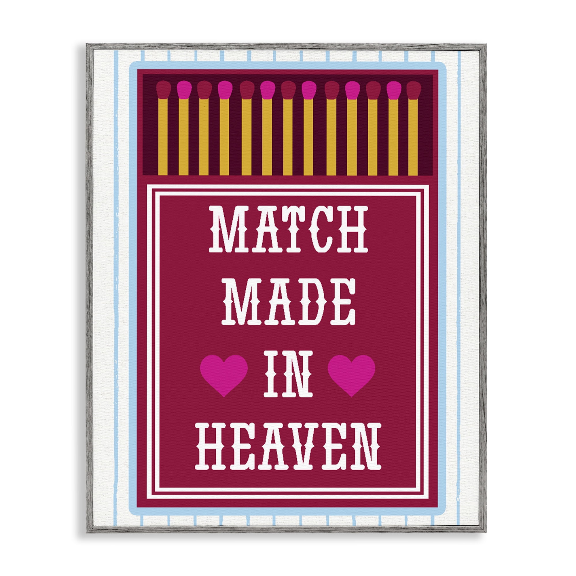 Stupell Industries Vintage Match Made In Heaven Gray Framed Giclee Art, design by Lil' Rue