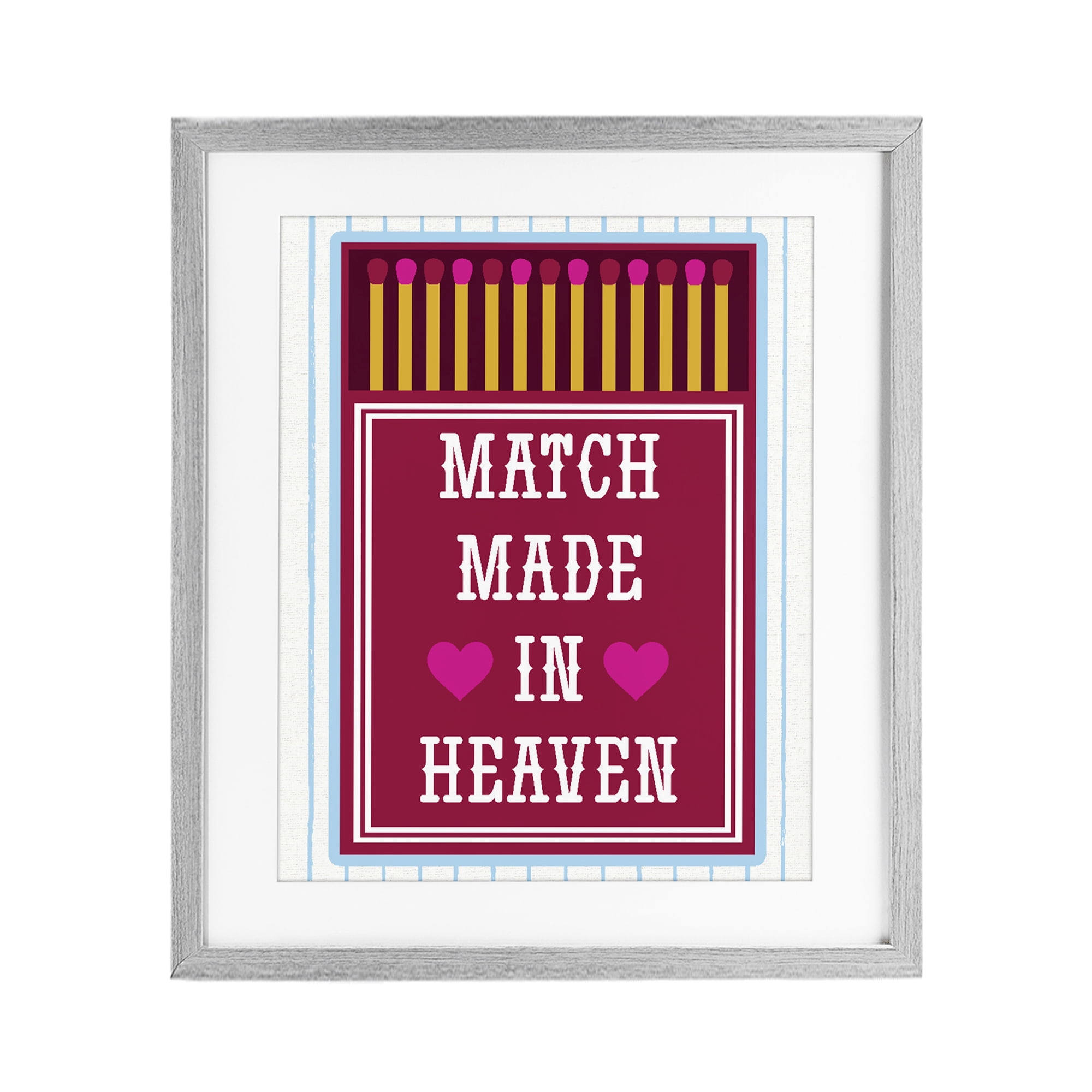Stupell Industries Vintage Match Made In Heaven Gray Framed Print Under Glass, design by Lil' Rue