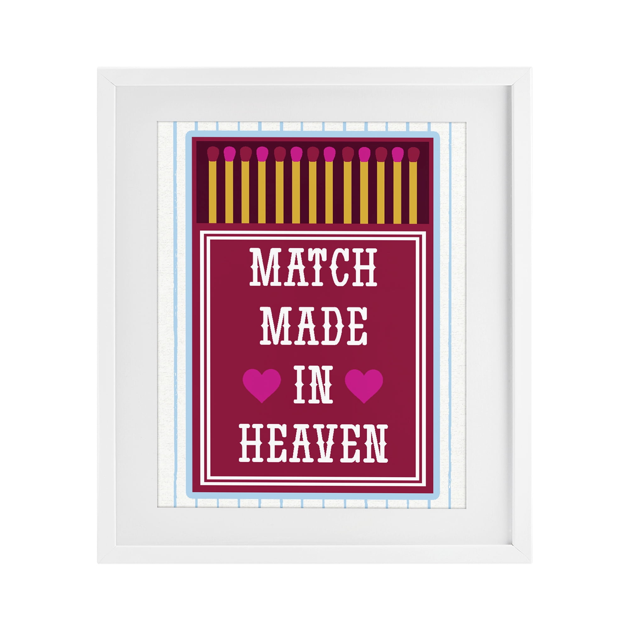 Stupell Industries Vintage Match Made In Heaven White Framed Print Under Glass, design by Lil' Rue
