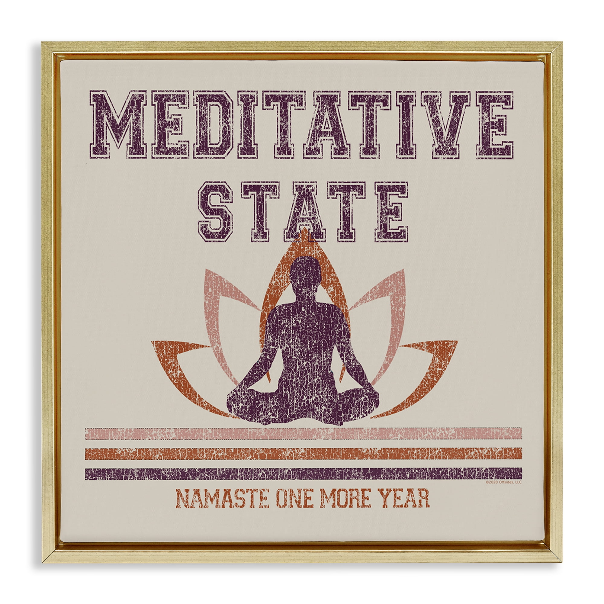 Stupell Industries Vintage Meditative State Text & Numbers Painting Gold Floater Framed Canvas Art Print Wall Art, 18 x 18
