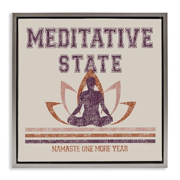 Stupell Industries Vintage Meditative State Text & Numbers Painting Gray Floater Framed Canvas Art Print Wall Art, 25 x 25