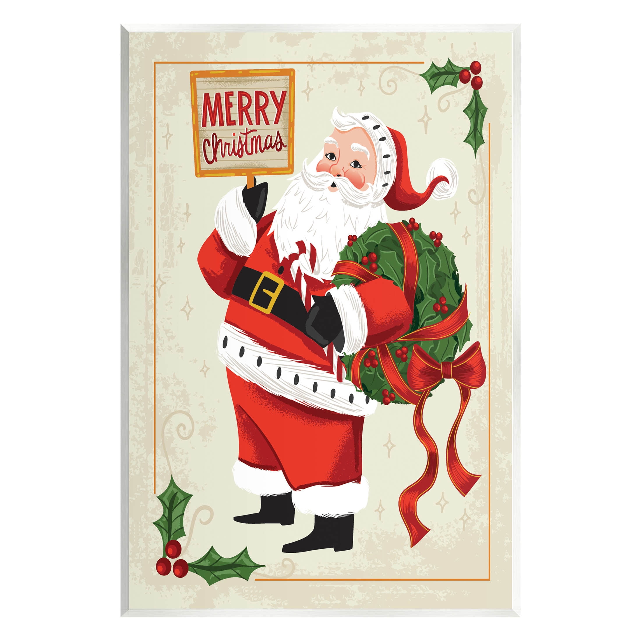 Stupell Industries Vintage Merry Christmas Santa Graphic Art Unframed Art Print Wall Art, Design by Arrolynn Weiderhold