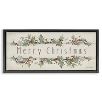 Stupell Industries Vintage Merry Christmas Sentiment Holiday Painting Black Floater Framed Canvas Art Print Wall Art, 25 x 11