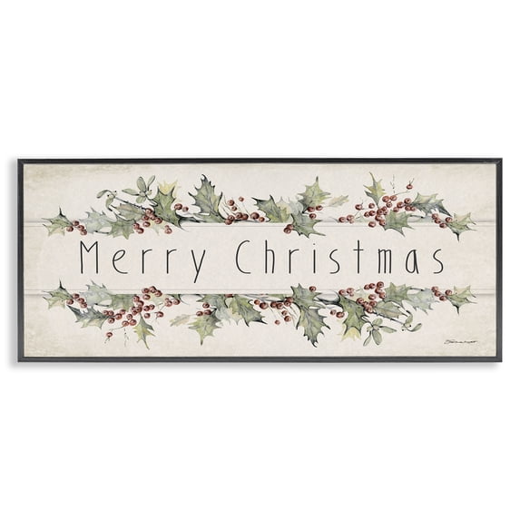 Stupell Industries Cottage Vintage Merry Christmas Sentiment Black Framed Giclee Art, 24 x 10, by Stephanie Workman Marrott