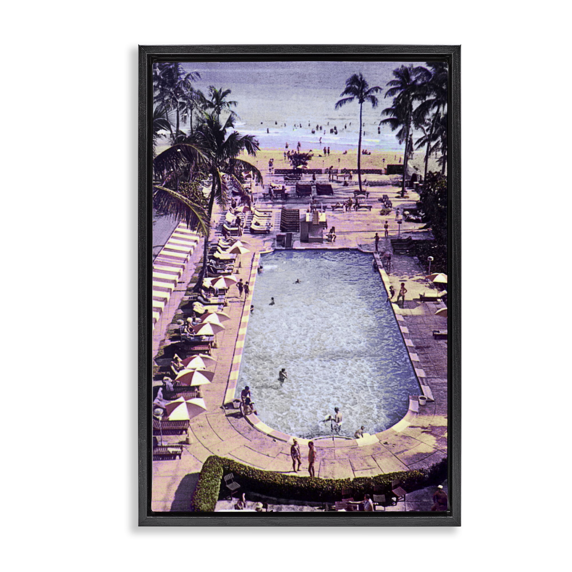 Stupell Industries Vintage Miami Sands Black Framed Floater Canvas Wall Art, design by Grotto Studios