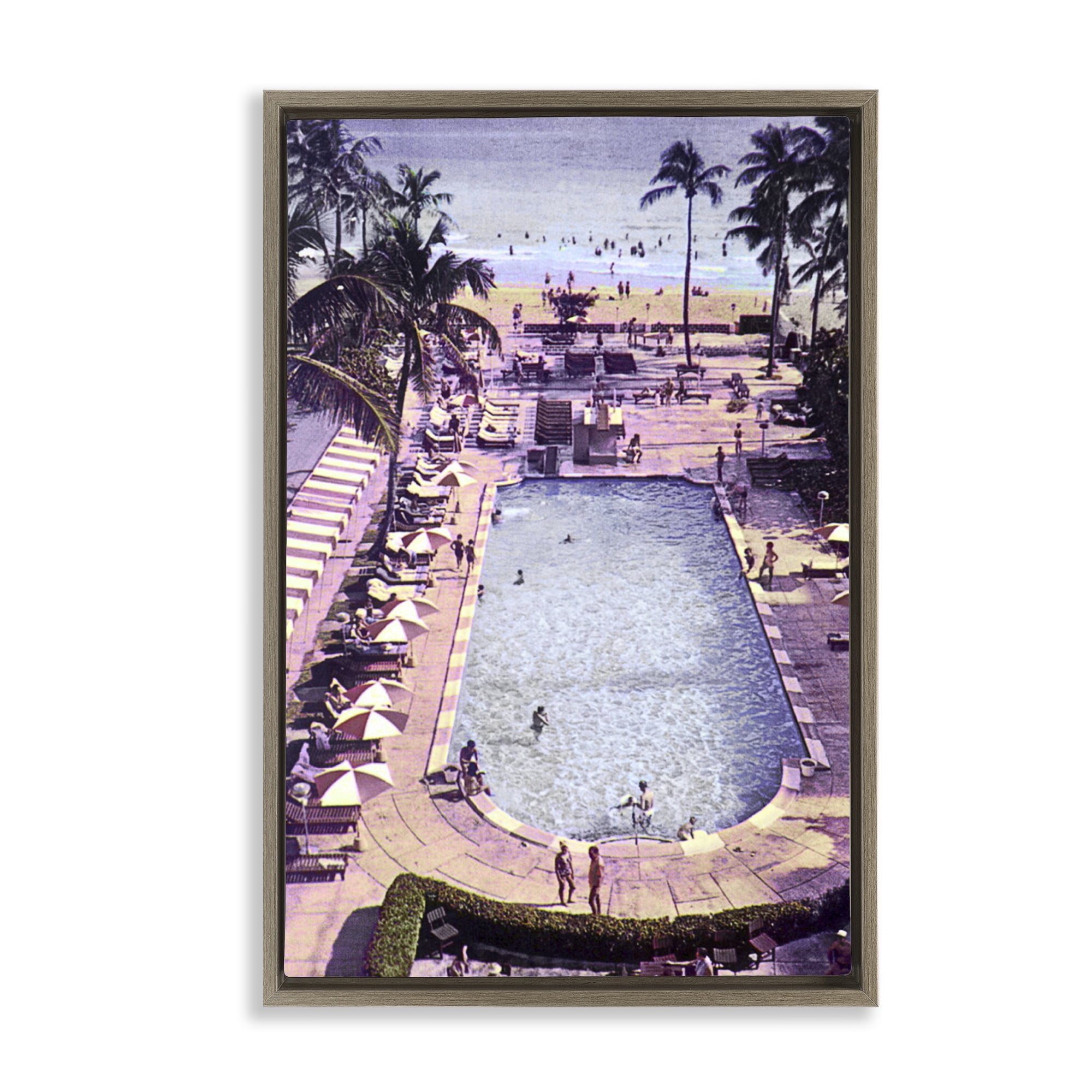 Stupell Industries Vintage Miami Sands Brown Framed Floater Canvas Wall Art, design by Grotto Studios