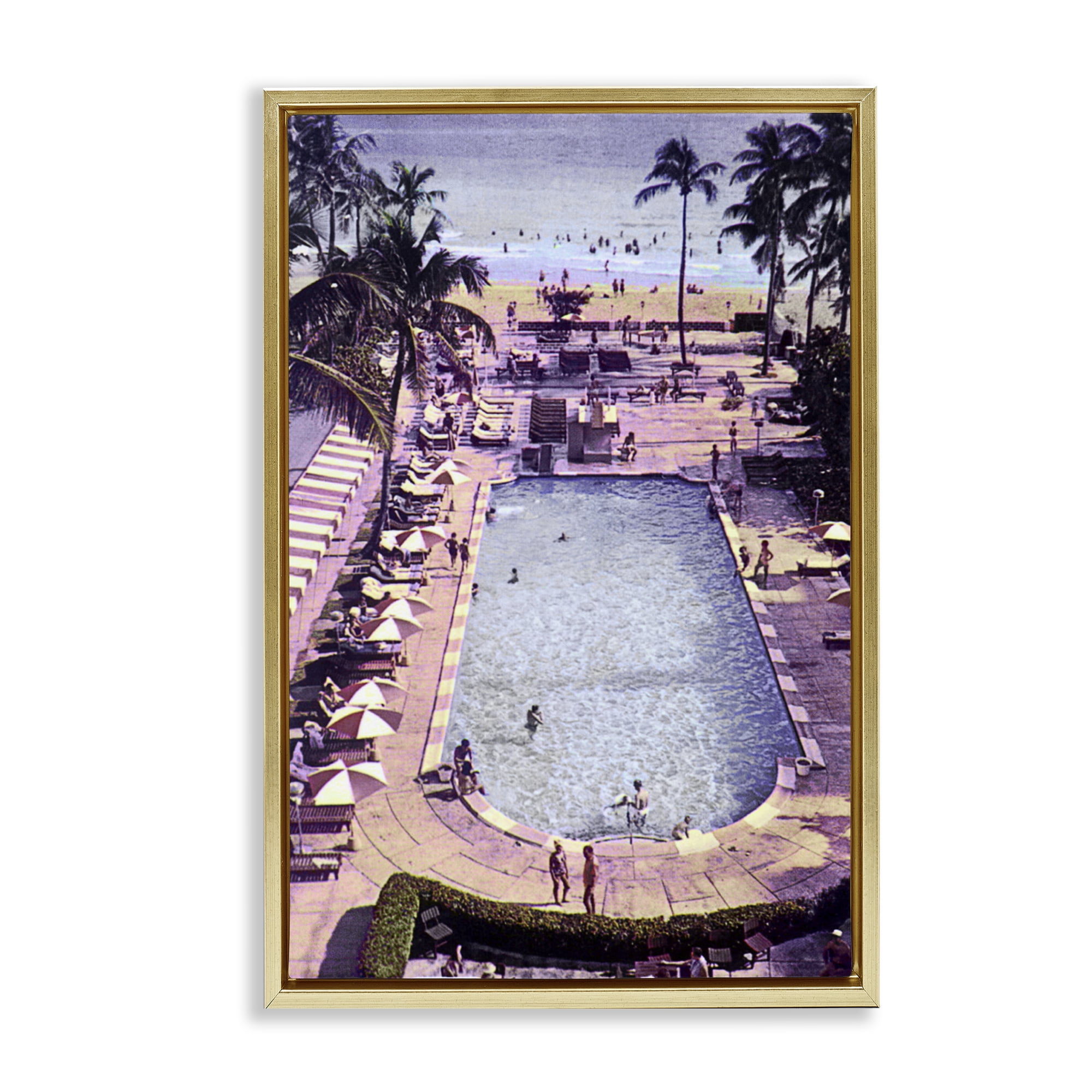 Stupell Industries Vintage Miami Sands Gold Framed Floater Canvas Wall Art, design by Grotto Studios