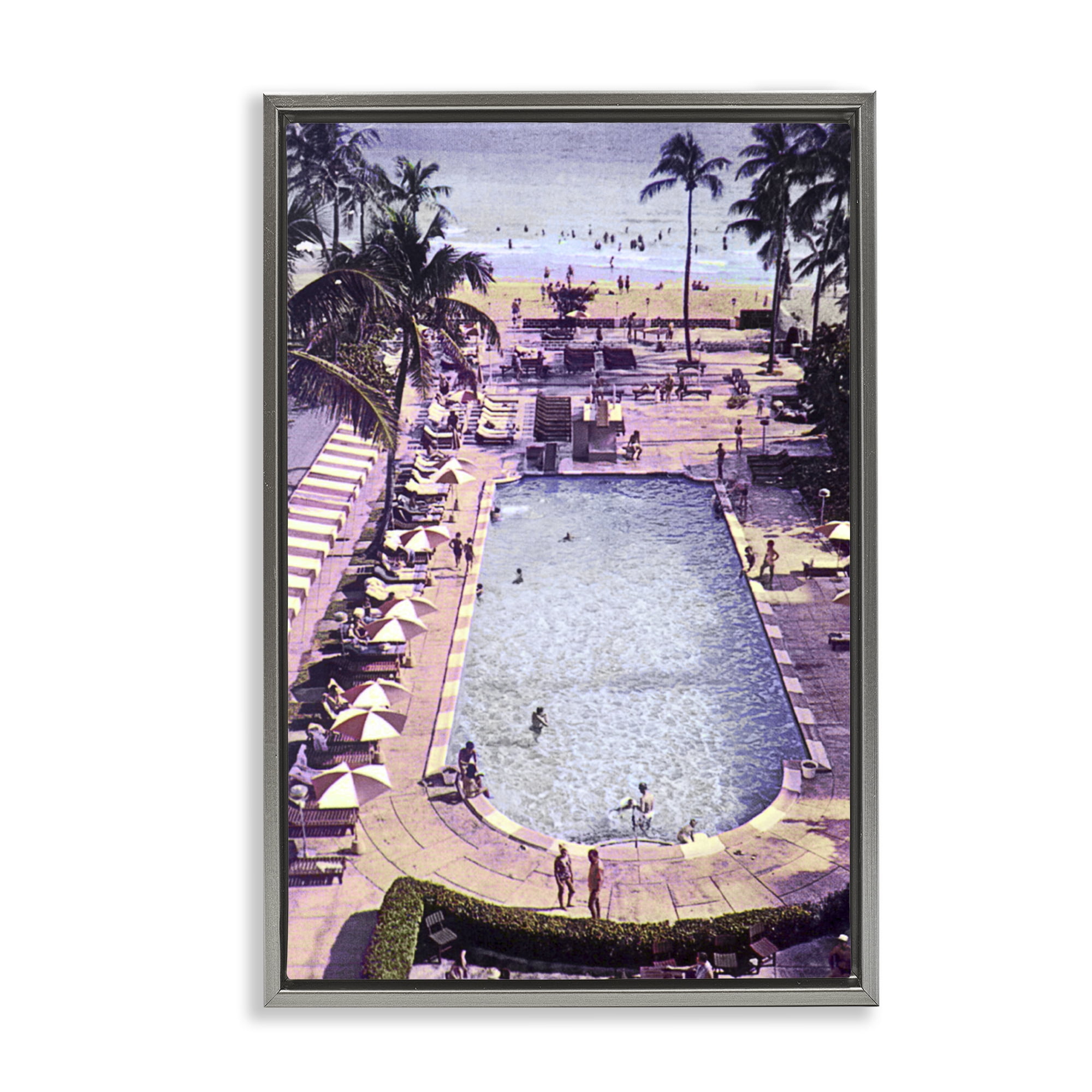 Stupell Industries Vintage Miami Sands Gray Framed Floater Canvas Wall Art, design by Grotto Studios