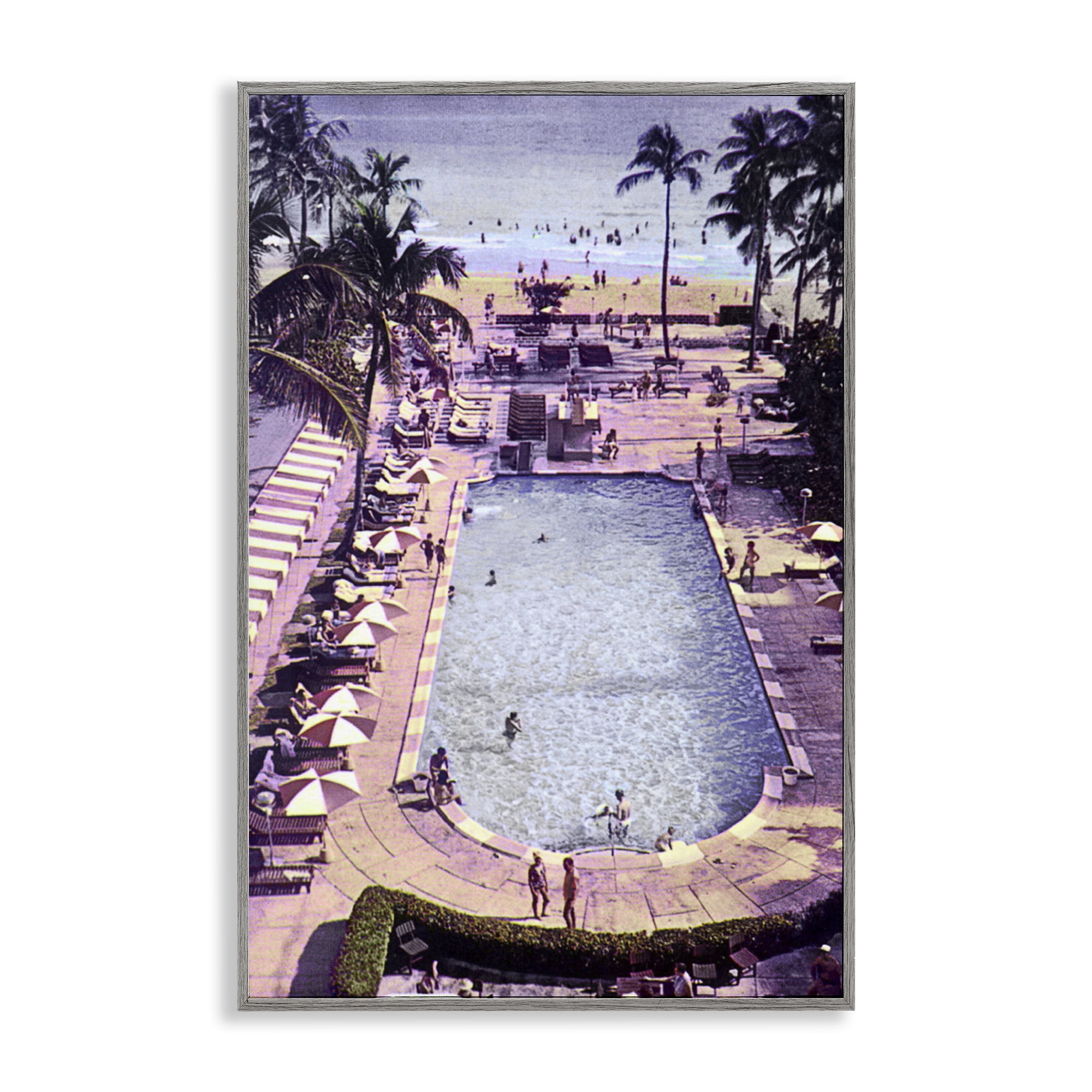 Stupell Industries Vintage Miami Sands Gray Framed Giclee Art, design by Grotto Studios