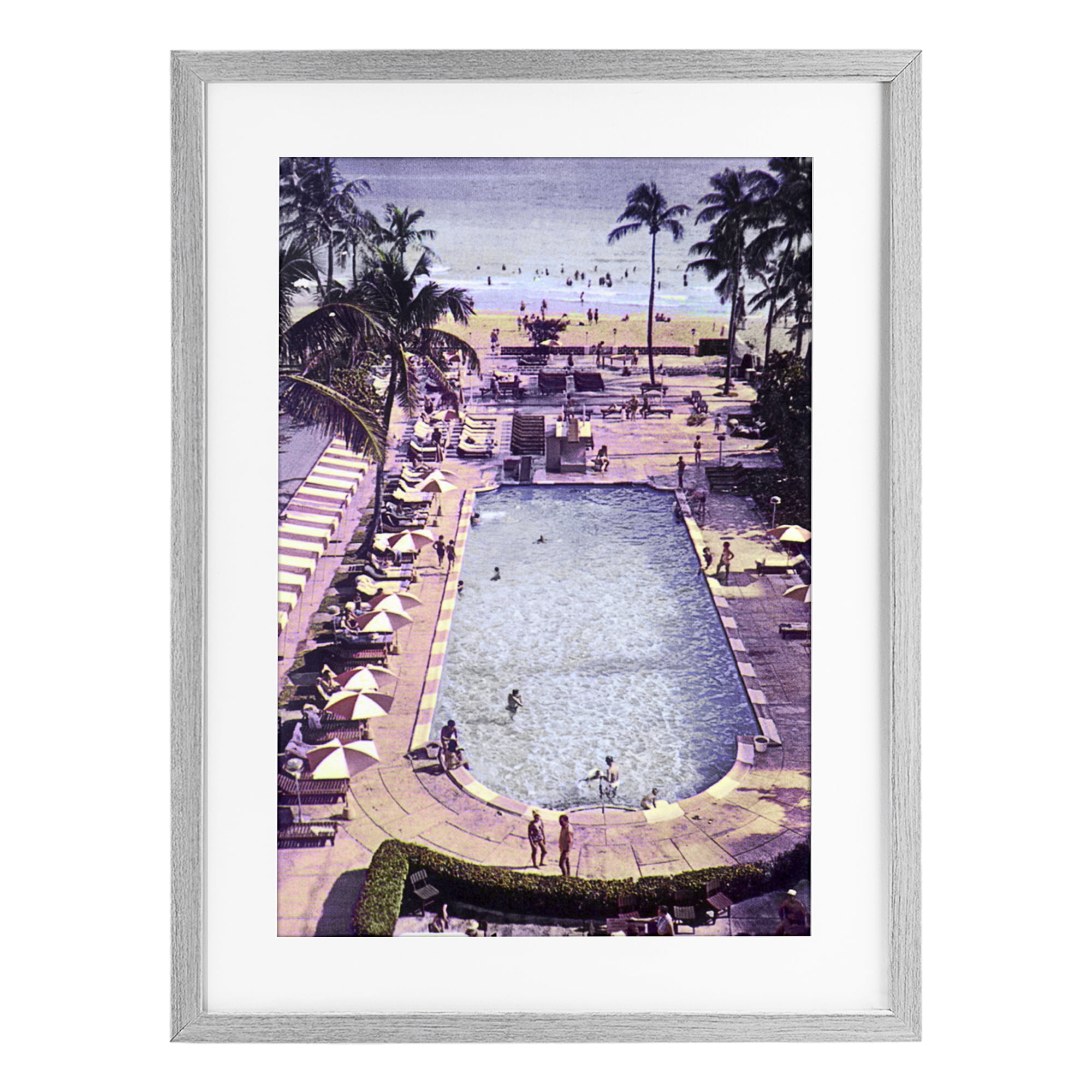 Stupell Industries Vintage Miami Sands Gray Framed Print Under Glass, design by Grotto Studios