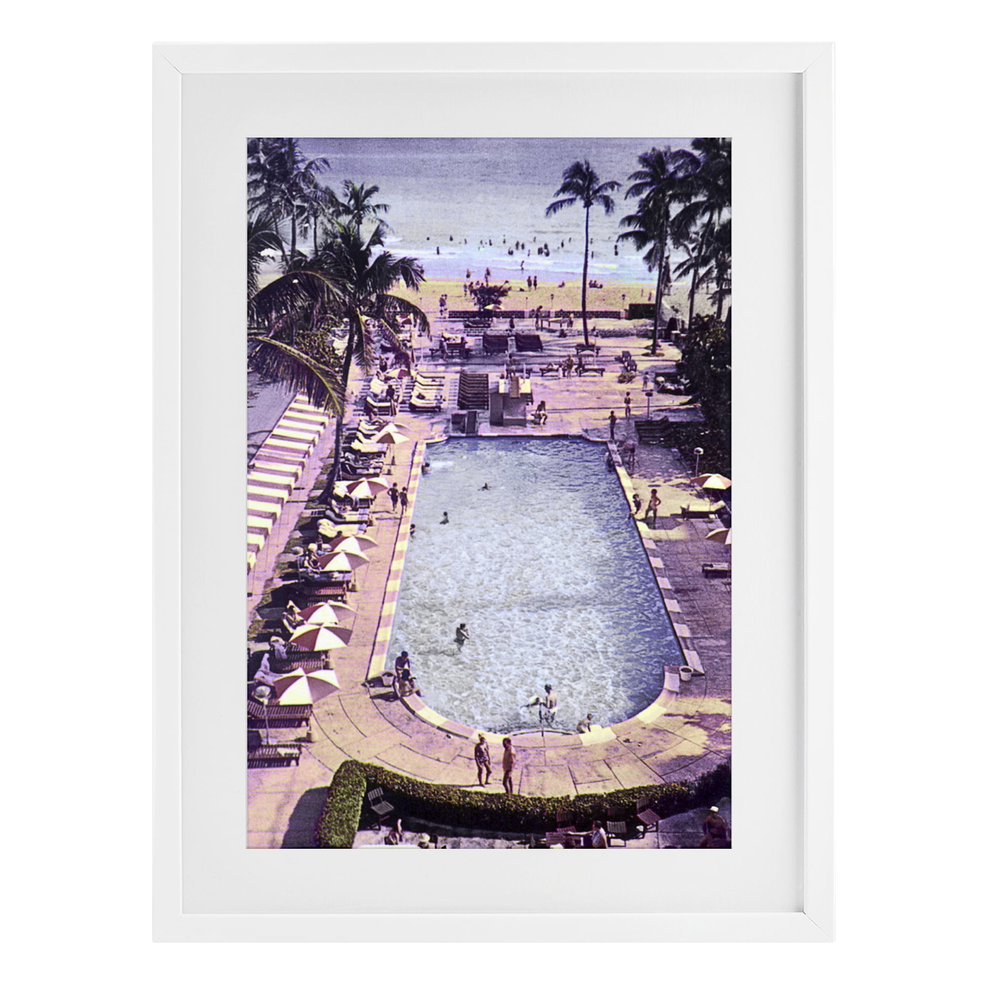 Stupell Industries Vintage Miami Sands White Framed Print Under Glass, design by Grotto Studios