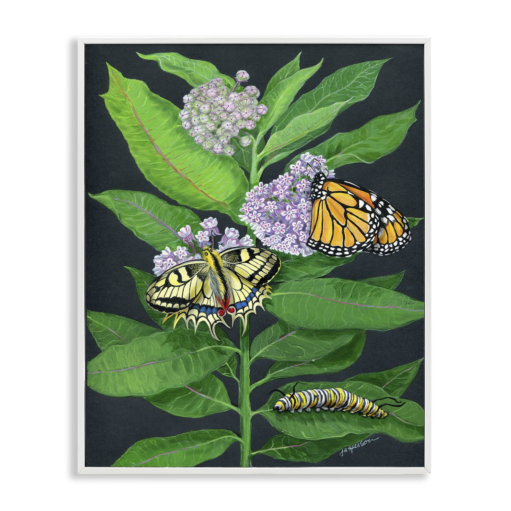 Stupell Industries Vintage Milkweed & Insects Animals & Insects Painting White Framed Art Print Wall Art, 16 x 20