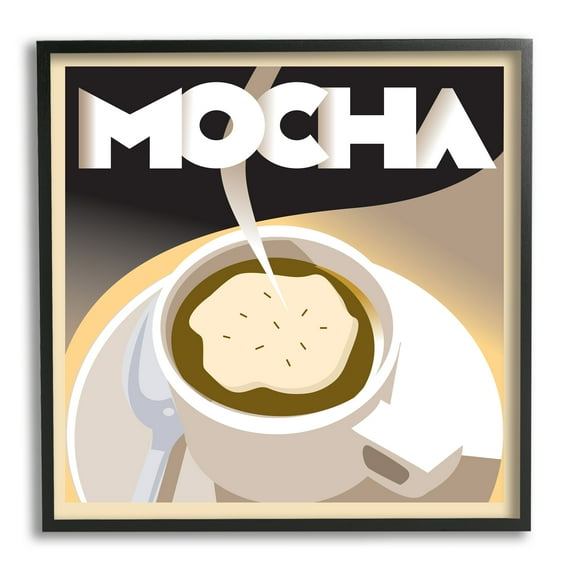 Stupell Industries Vintage Mocha Latte Food & Beverage Painting Black Framed Art Print Wall Art, 12 x 12