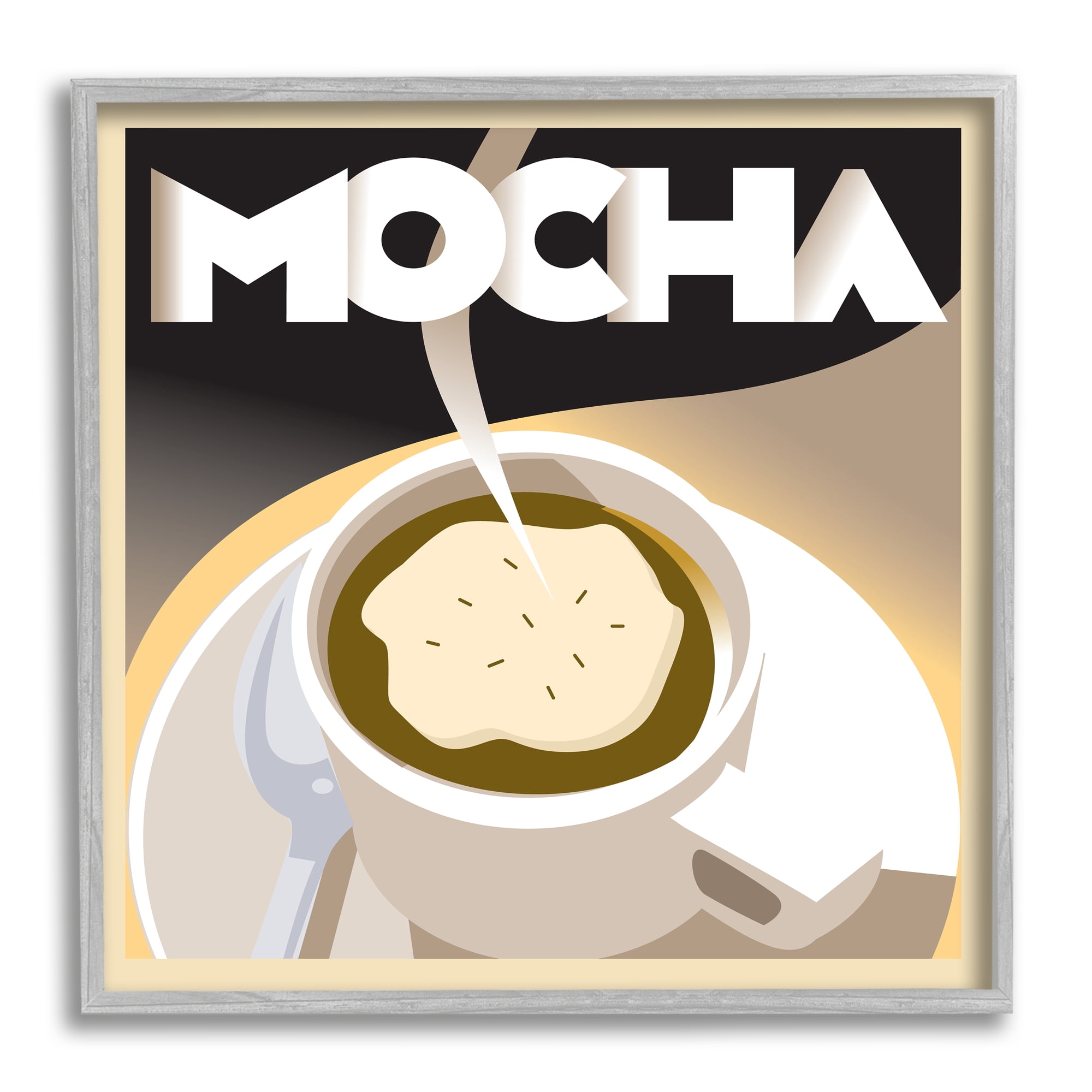 Stupell Industries Vintage Mocha Latte Food & Beverage Painting Gray Framed Art Print Wall Art, 24 x 24