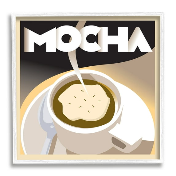 Stupell Industries Vintage Mocha Latte Food & Beverage Painting White Framed Art Print Wall Art, 17 x 17