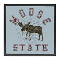Stupell Industries Vintage Moose State Animals Painting Black Floater Framed Canvas Art Print Wall Art, 18 x 18