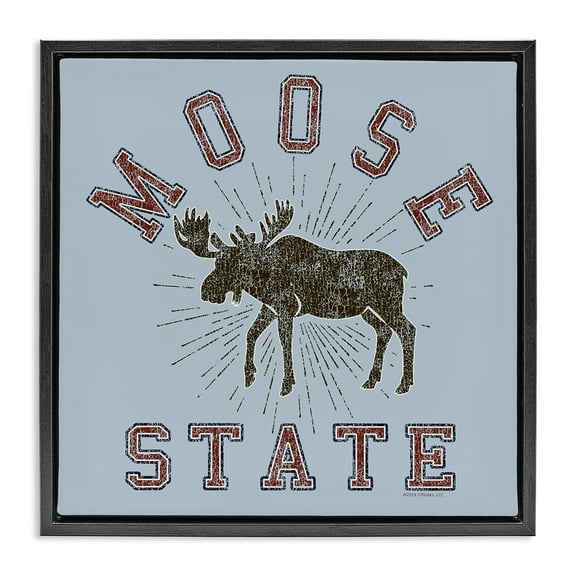 Stupell Industries Vintage Moose State Animals Painting Black Floater Framed Canvas Art Print Wall Art, 18 x 18