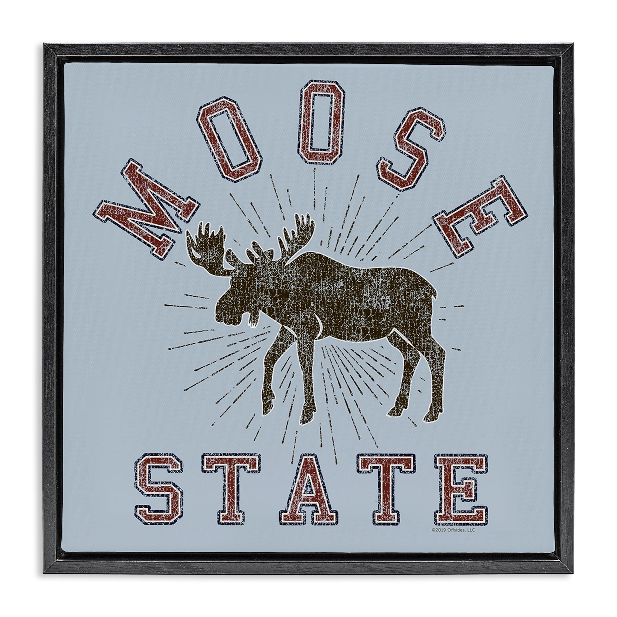 Stupell Industries Vintage Moose State Animals Painting Black Floater Framed Canvas Art Print Wall Art, 25 x 25